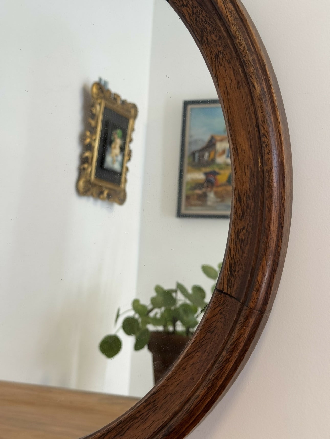 Espelho redondo em madeira nobre