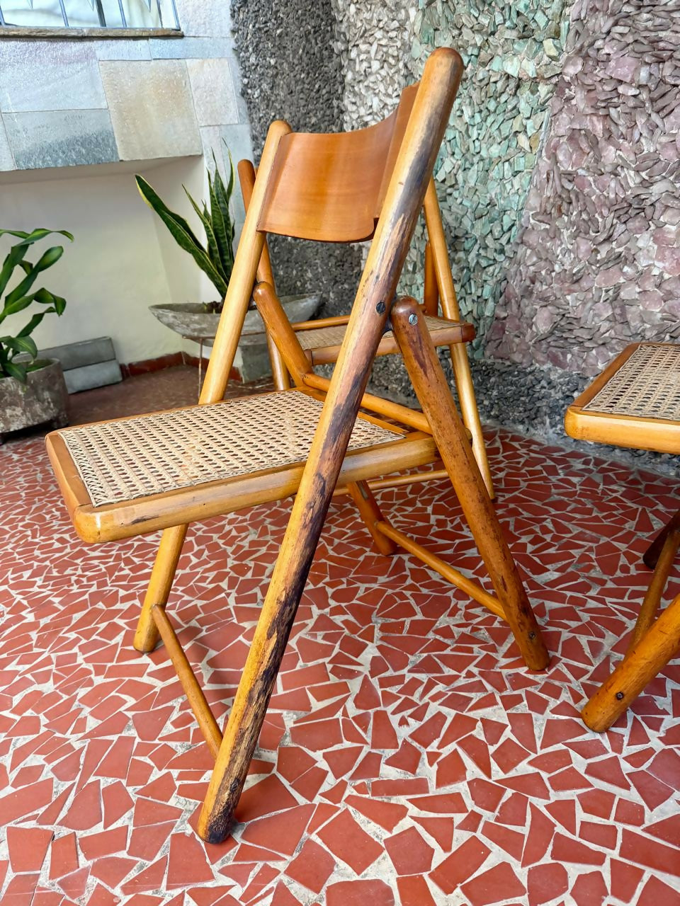 Trio de cadeiras dobráveis- Aldo Cini para Madesa