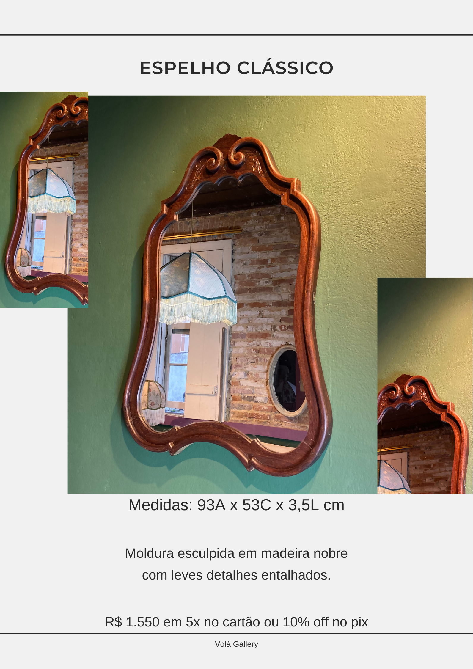 Espelho Clássico em madeira nobre