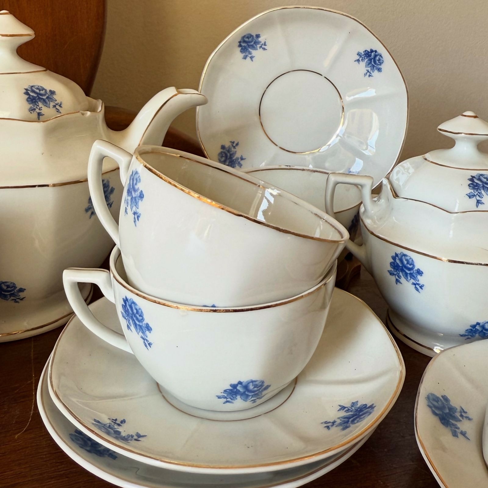 Conjunto para Chá da Fina Série: Rio Do Testo Porcelana Schmidt Brasil - Relíquias dos anos 50/60