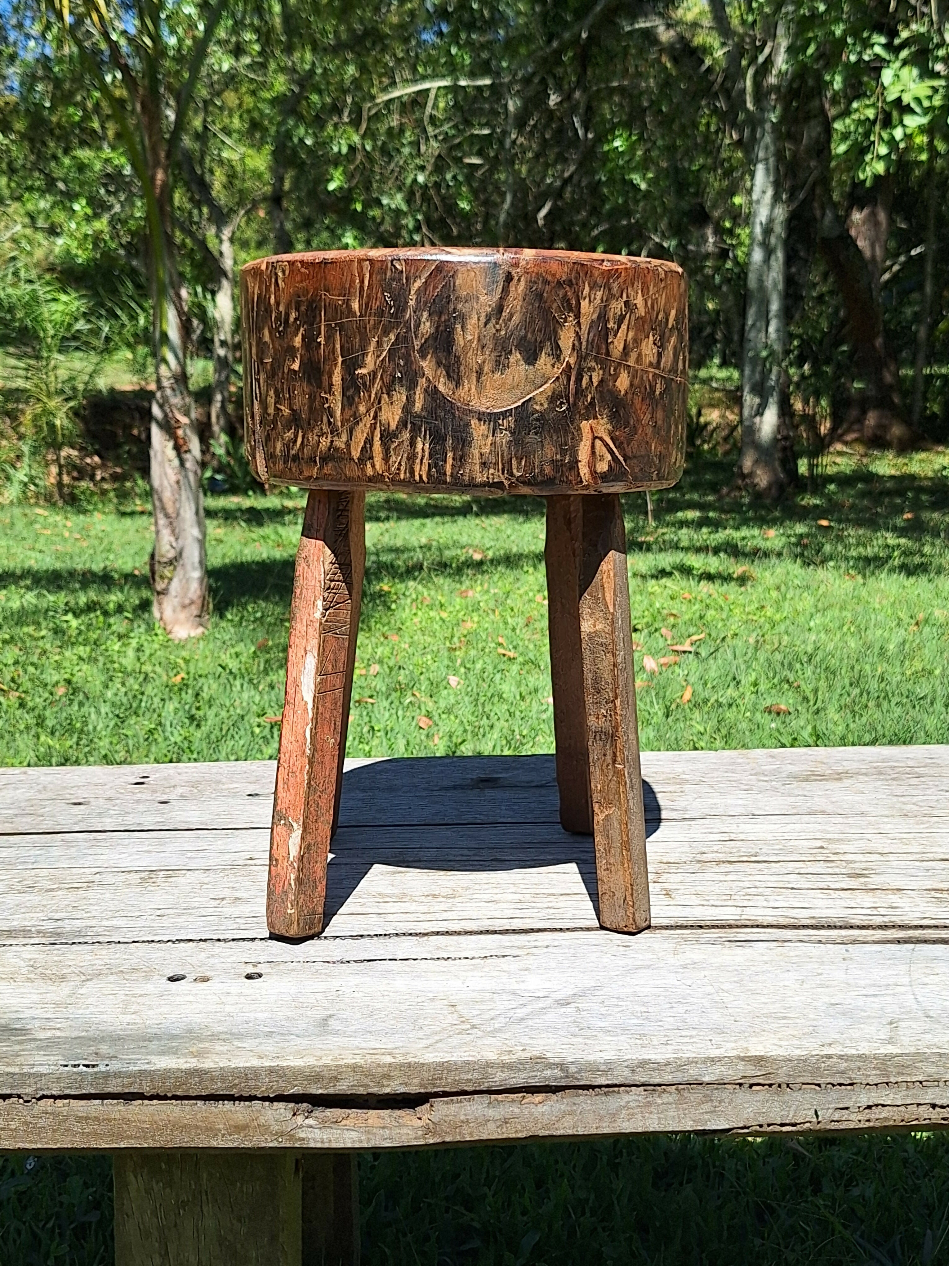 Banco de Cepo Madeira Maciça Garimpo Mineiro