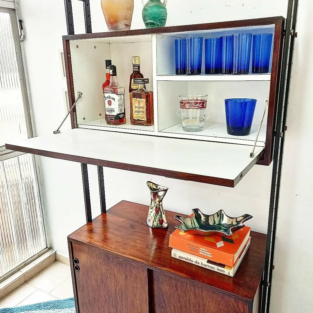 ESTANTE EM JACARANDÁ E FERRO ANOS 60