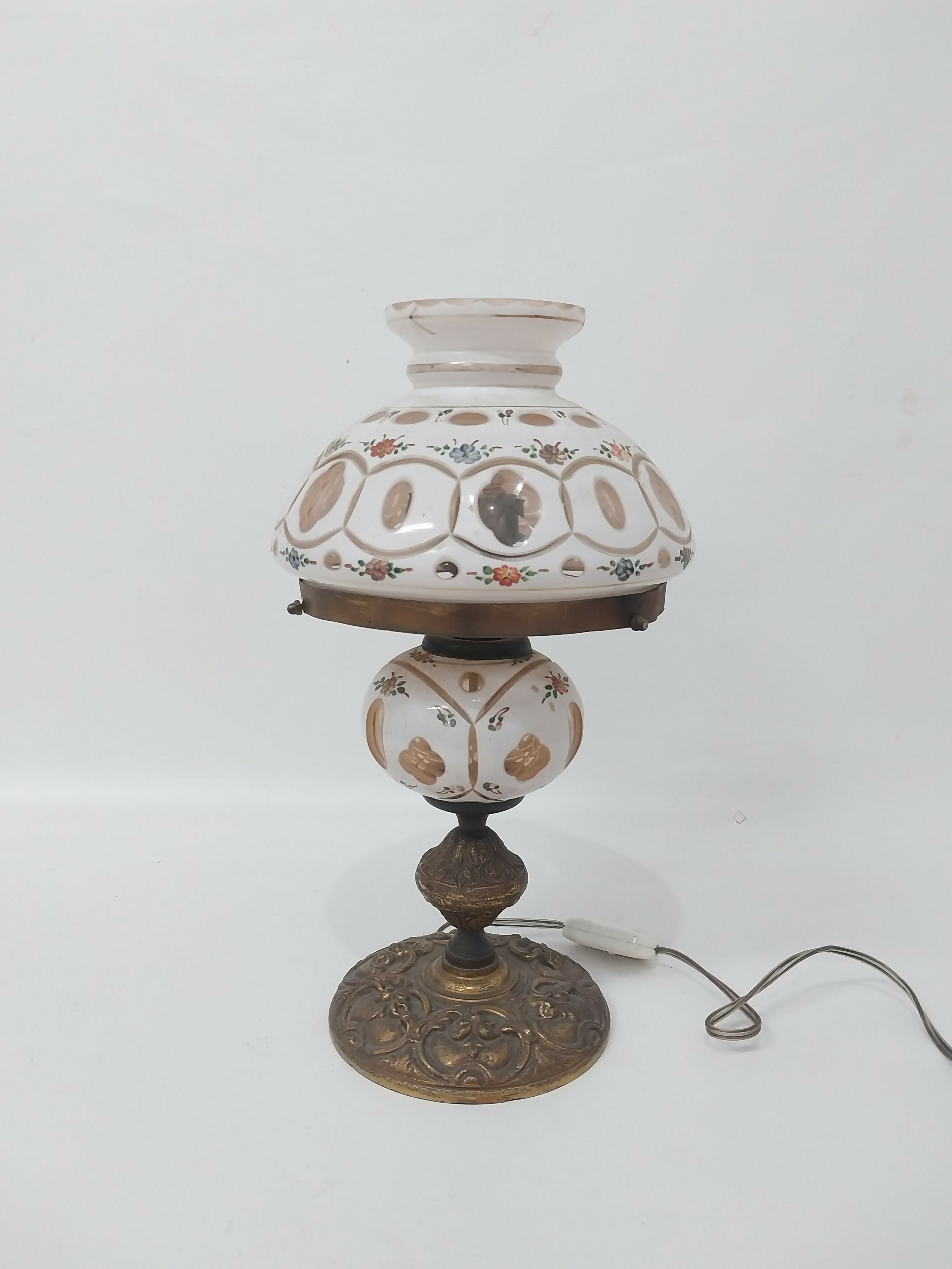 Abajur Antigo em Cristal Overlay