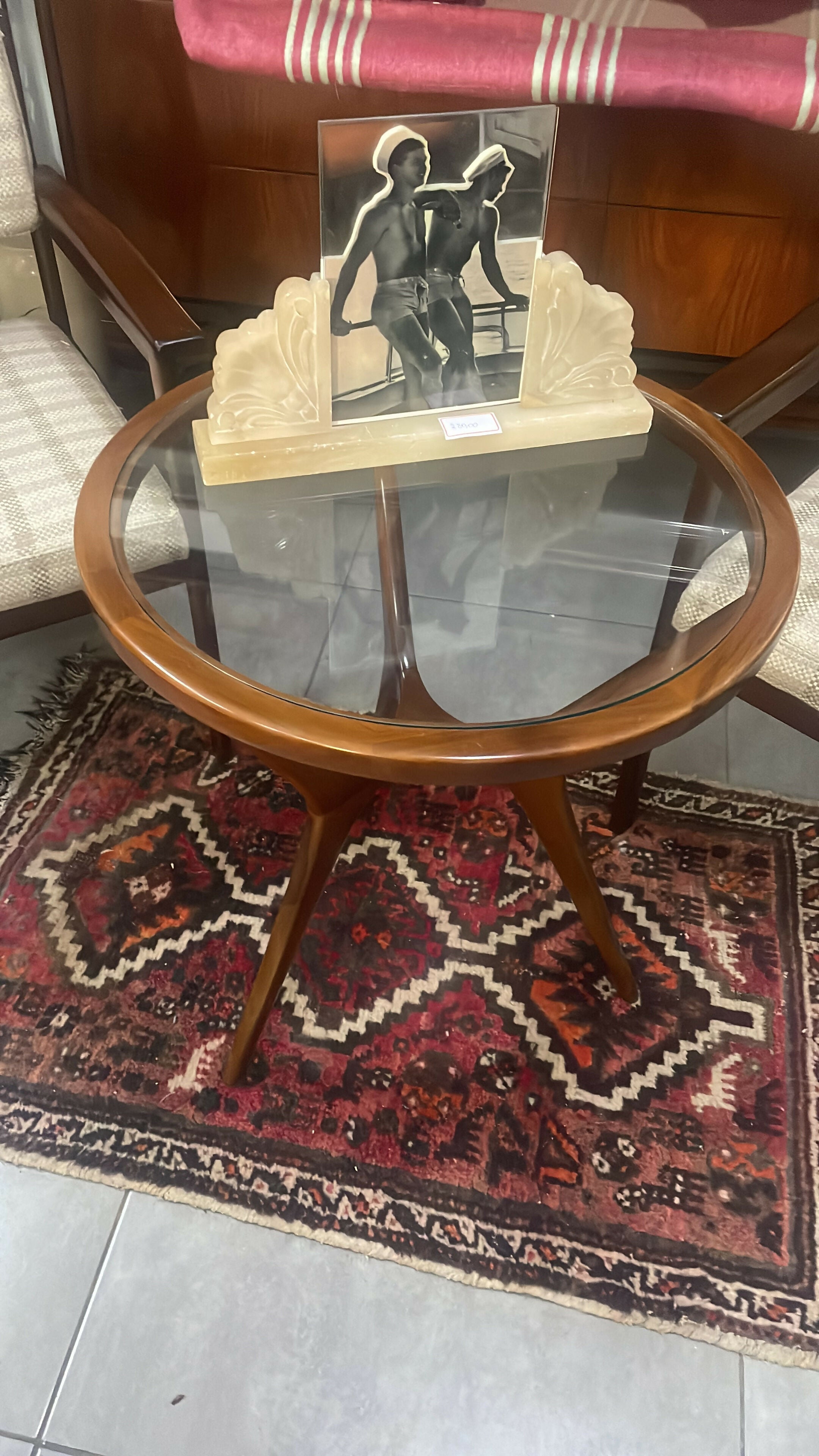 Mesa de Canto Scapinelli – Madeira Freijó e Vidro, Anos 60