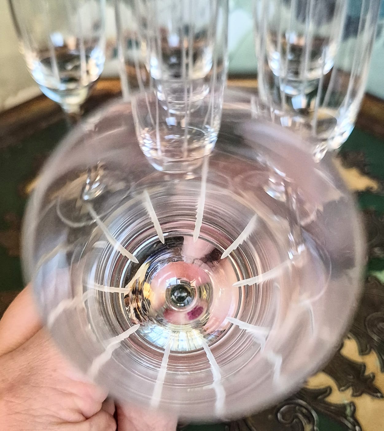  Conjunto de 6 taças flute espumante em cristal vintage de chumbo Blumenau.