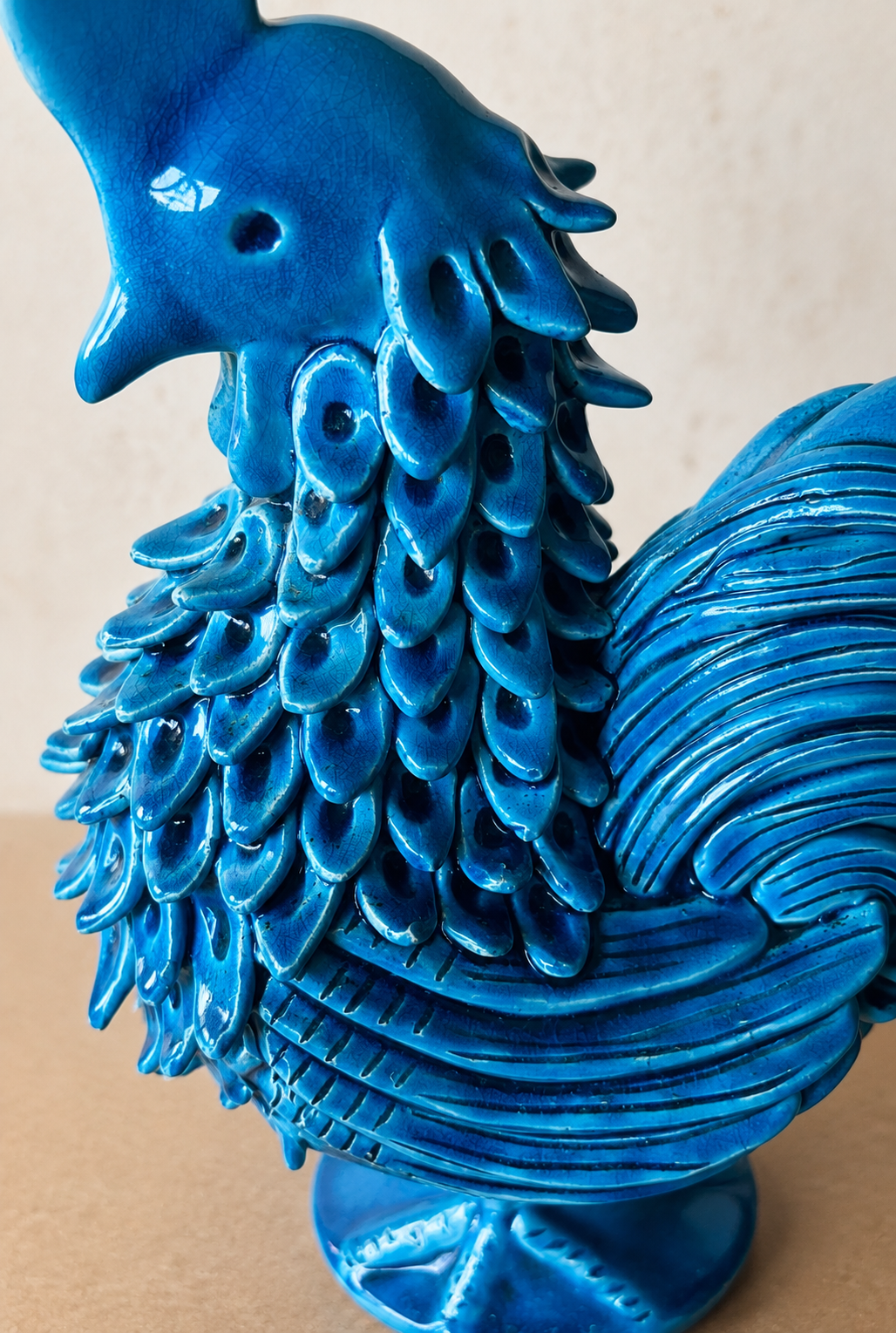 Escultura de galo azul Cerámica Bariloche (DMCPS_529)
