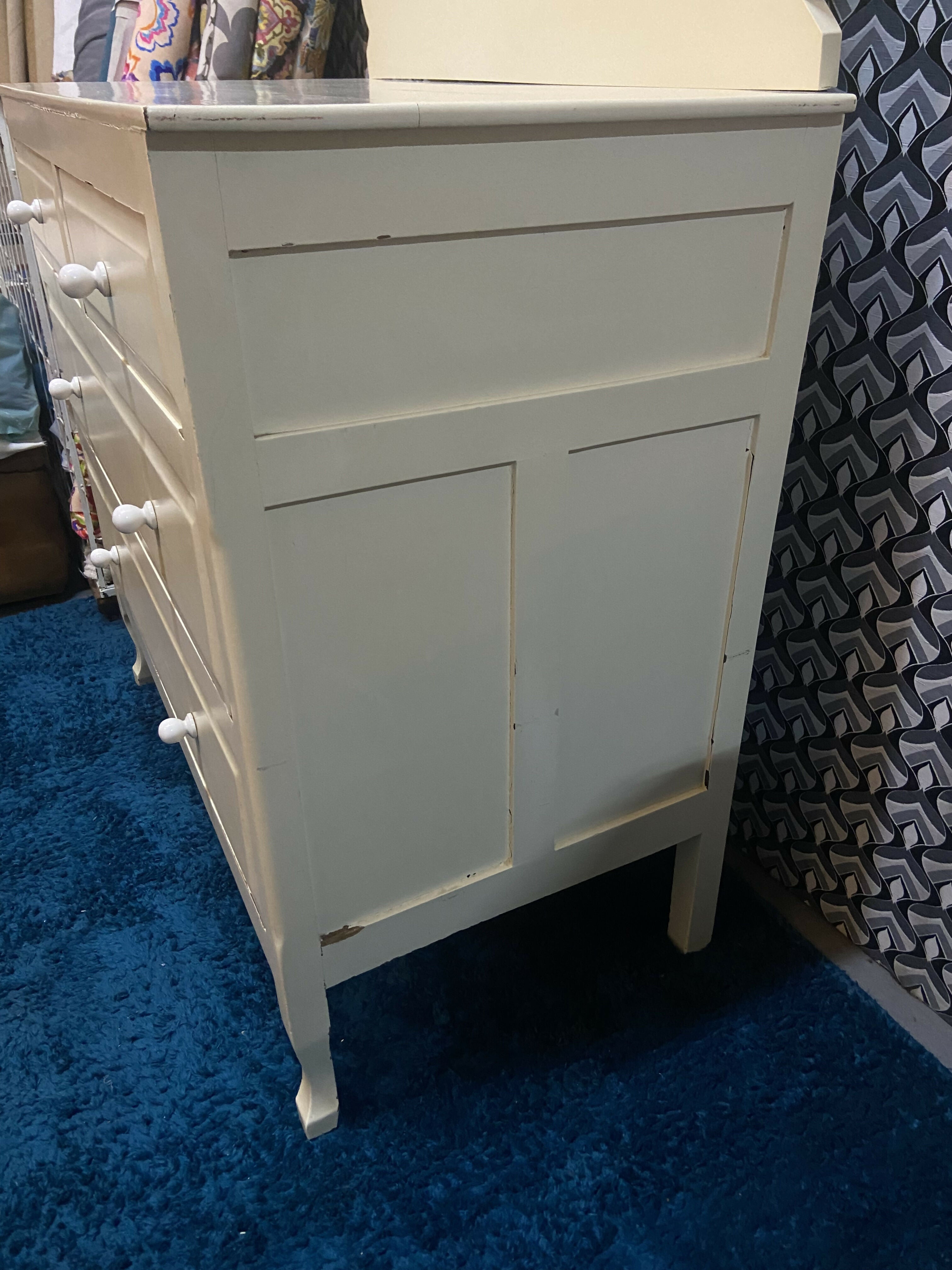 Cômoda / Penteadeira Laqueada em branco com espelho