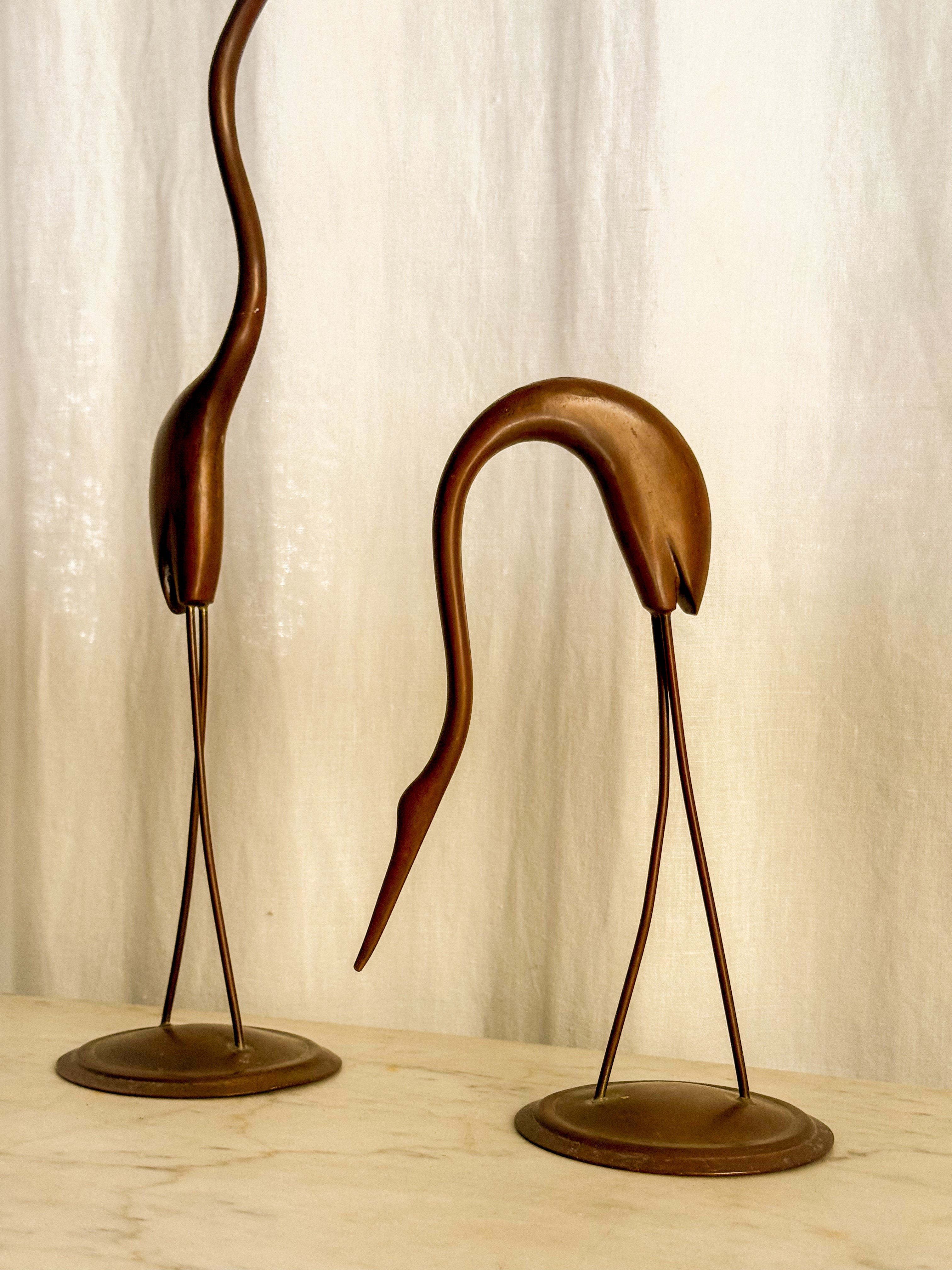 Casal de Garças vintage em bronze 