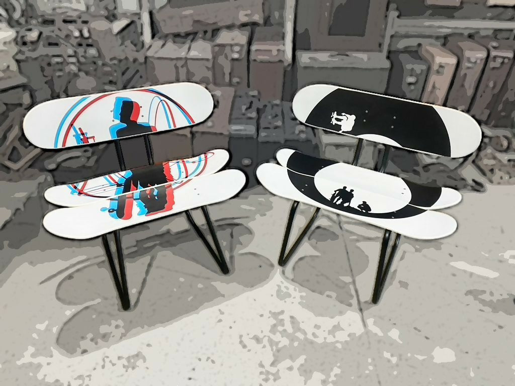 Cadeira customizada - Shapes de skate