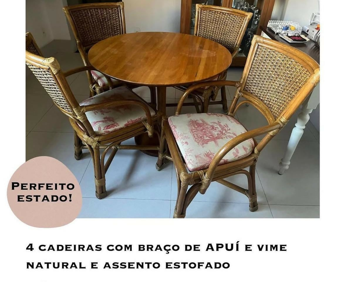 Quarteto Cadeiras Armando Cerello em rattan / fibra natural