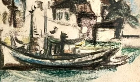 Quadro "Embarcações de Pescadores no Cais e ao Fundo Igreja de Santa Rita de Cássia em Paraty - RJ“ Frank Schaeffer