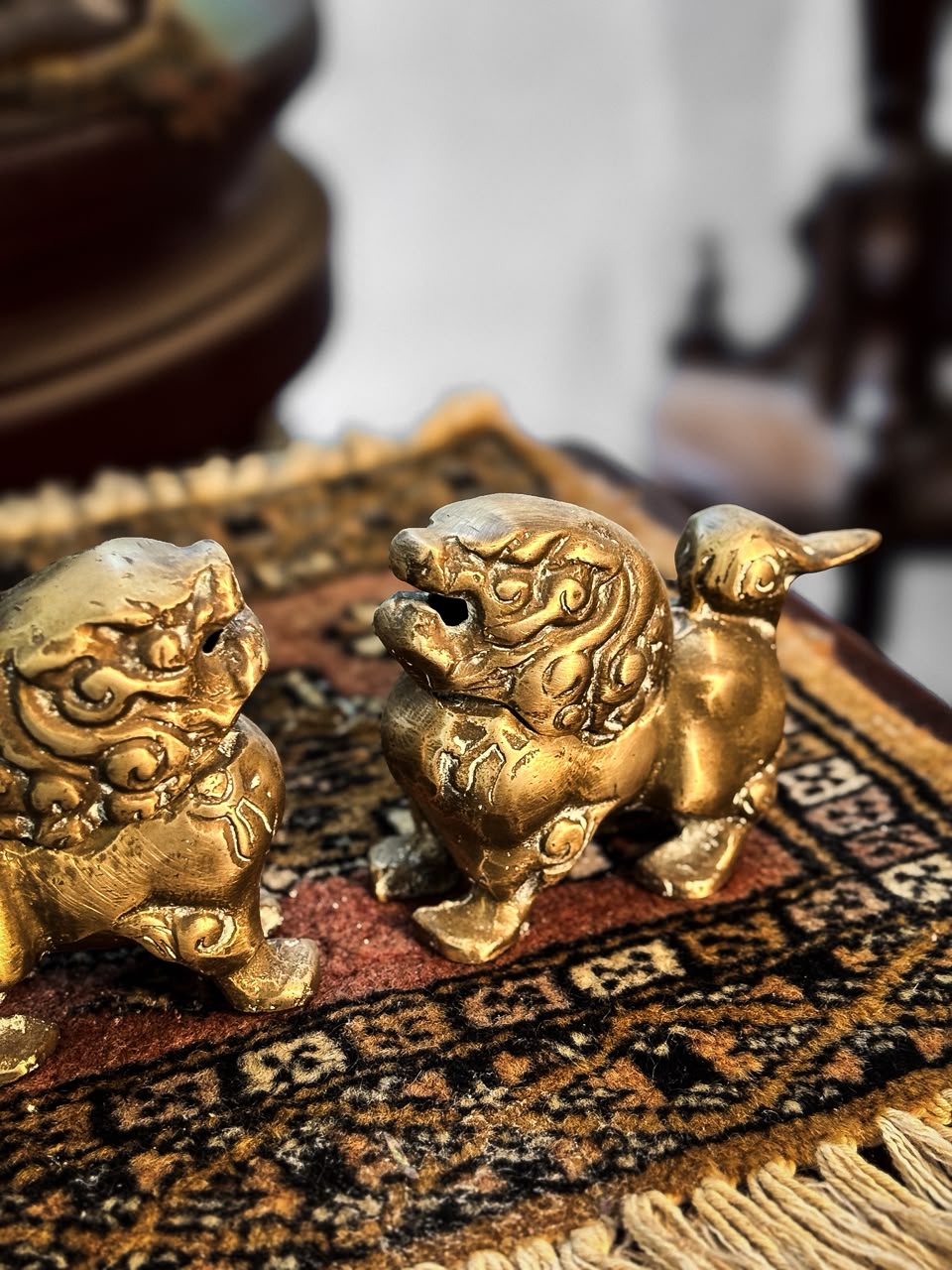 Par de Cães de Fó Porta-Incenso em Bronze, China, segunda metade do século XX