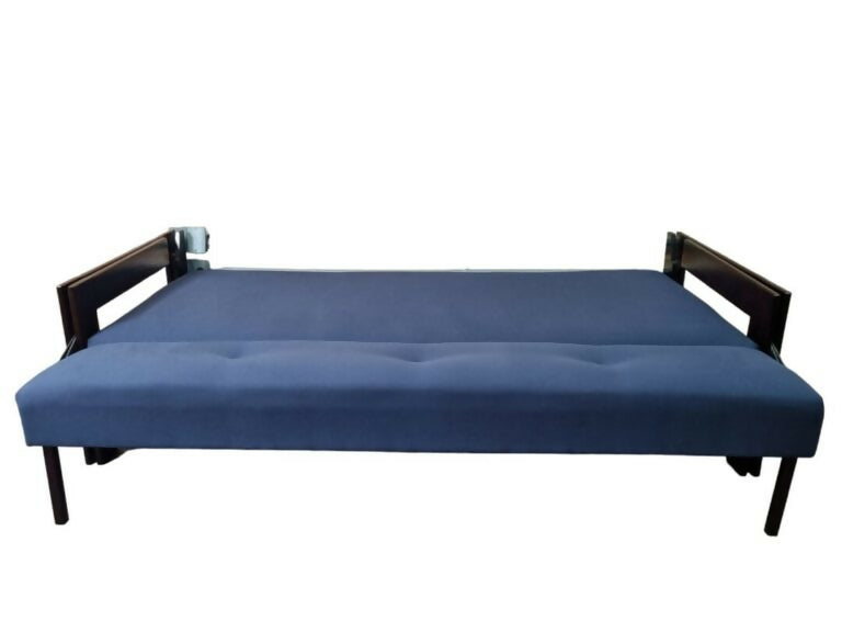 Sofá Lafer MP-85 em Jatobá e estofado novo azul marinho