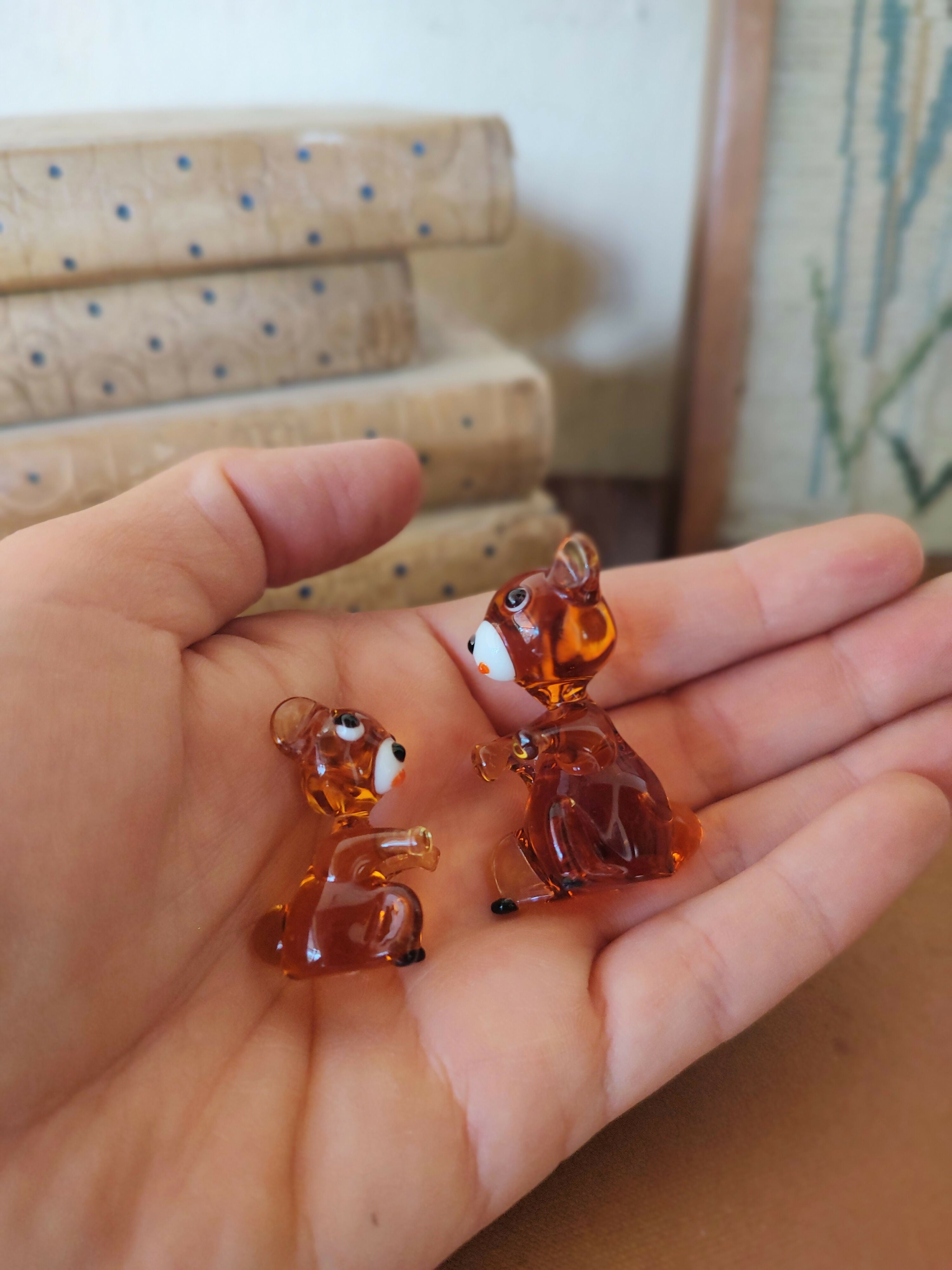 Par de Miniaturas de Ursos modelados em Murano