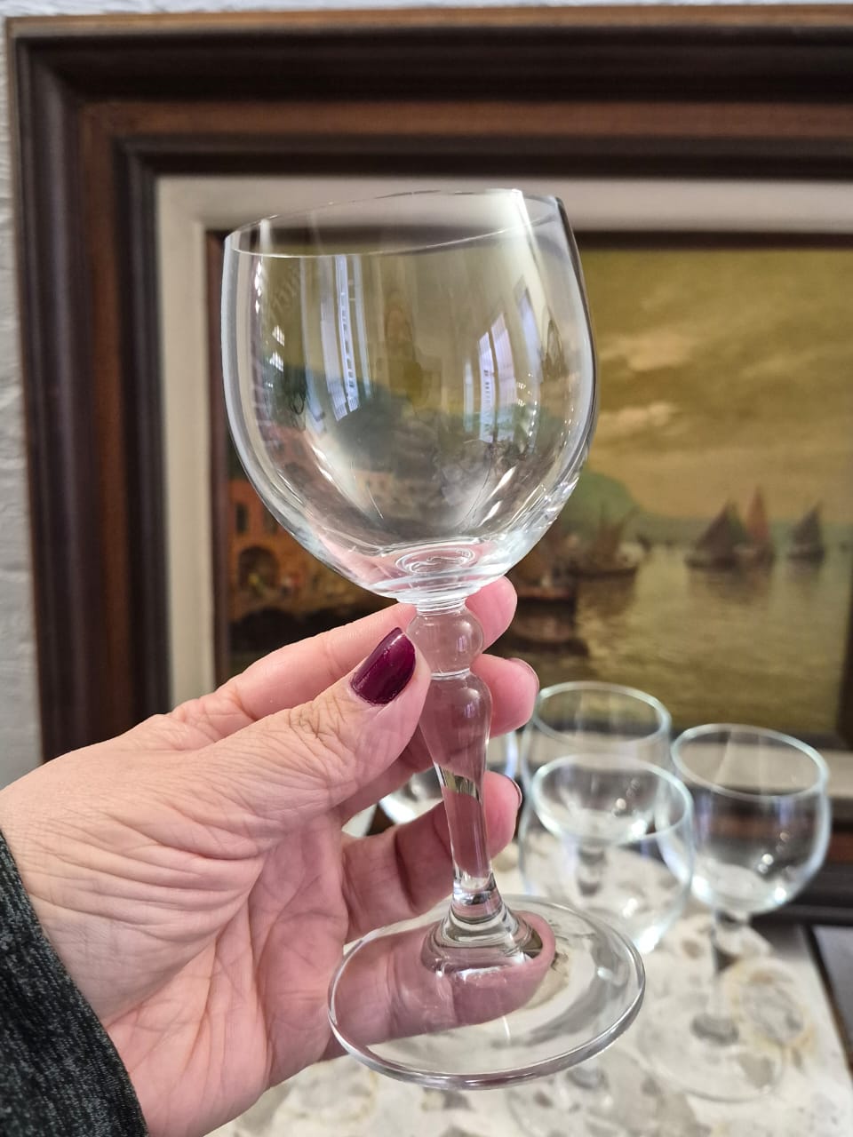Conjunto de 6 taças de vinho em cristal de chumbo fino vintage. Perfeitas condições!