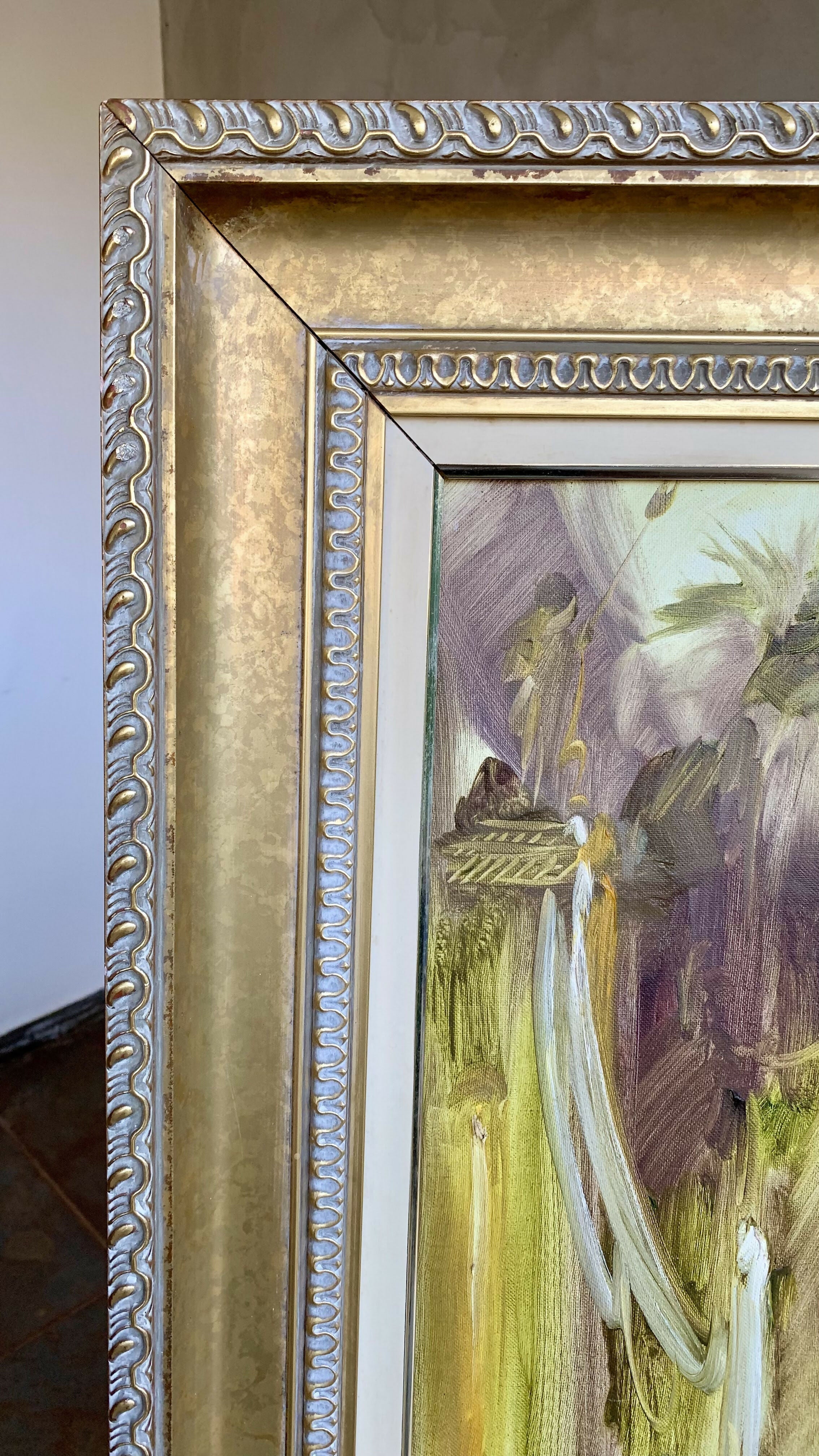Quadro Óleo sobre tela Antigo – Cena Histórica Cerimonial