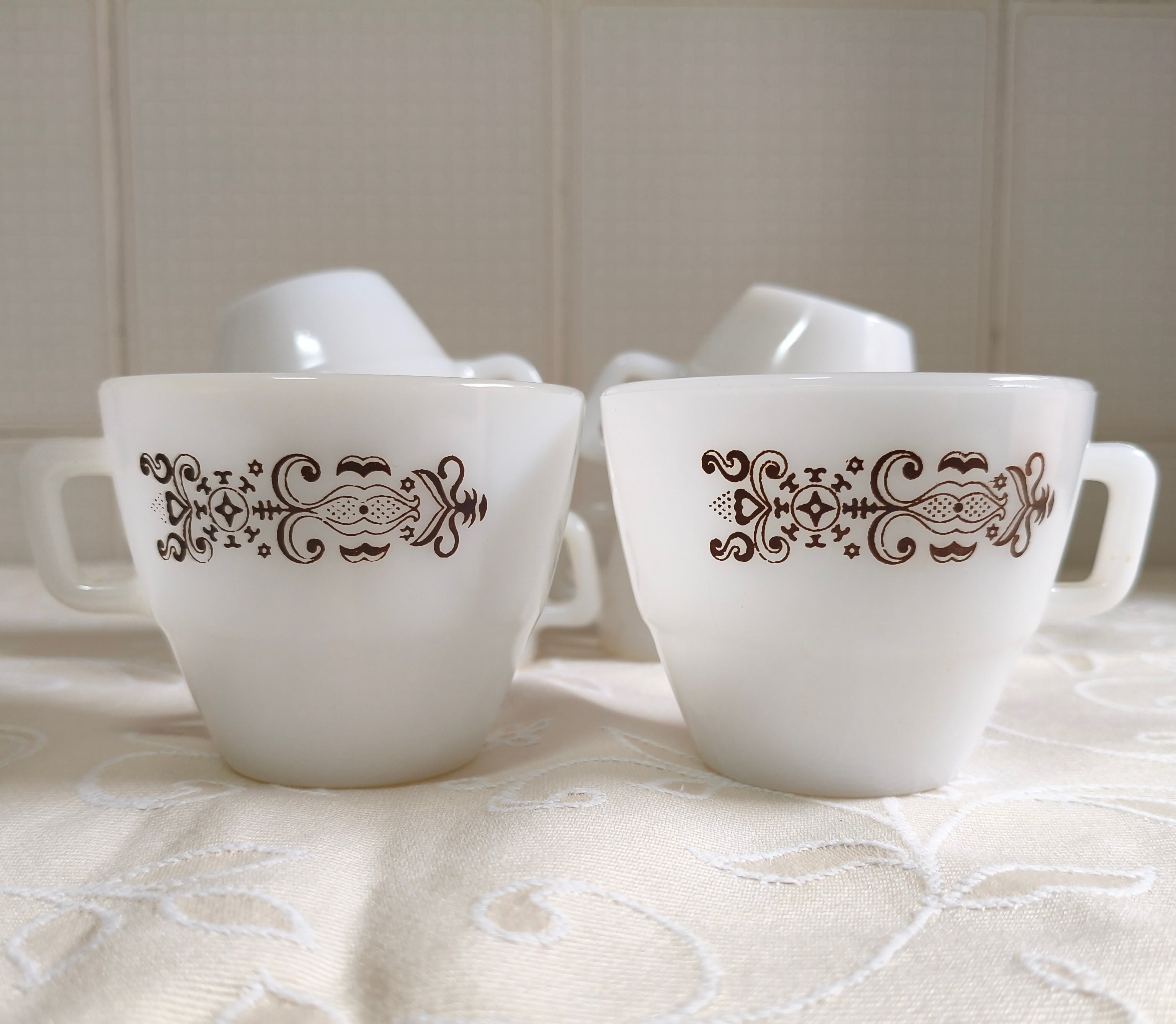 Conjunto 6 xícaras de chá Colorex Arabesque marrom