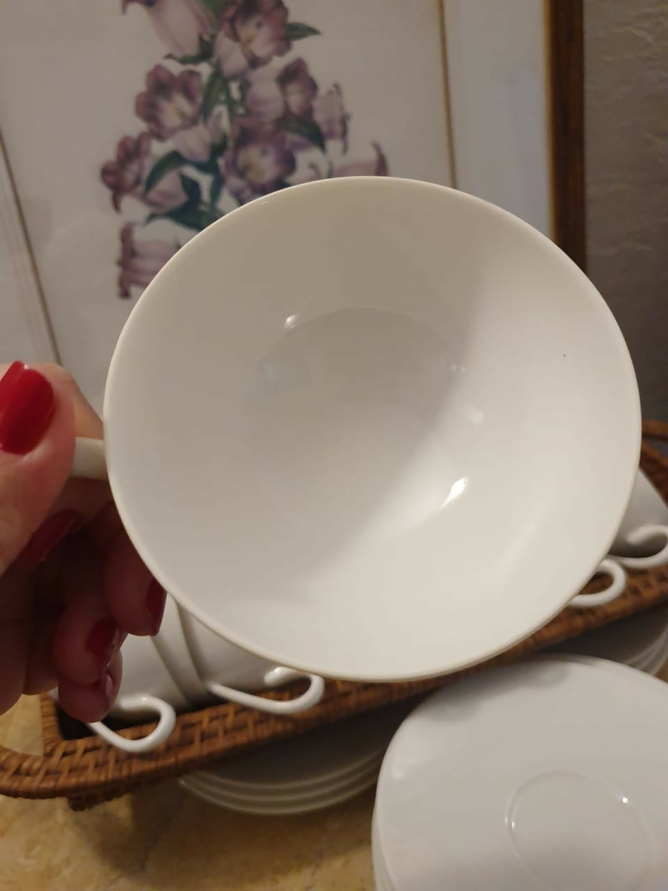 Conjunto de 12 xicaras em porcelana francesa Limoges, impecáveis! Coleção Birch Calvin Klein Swid Powell