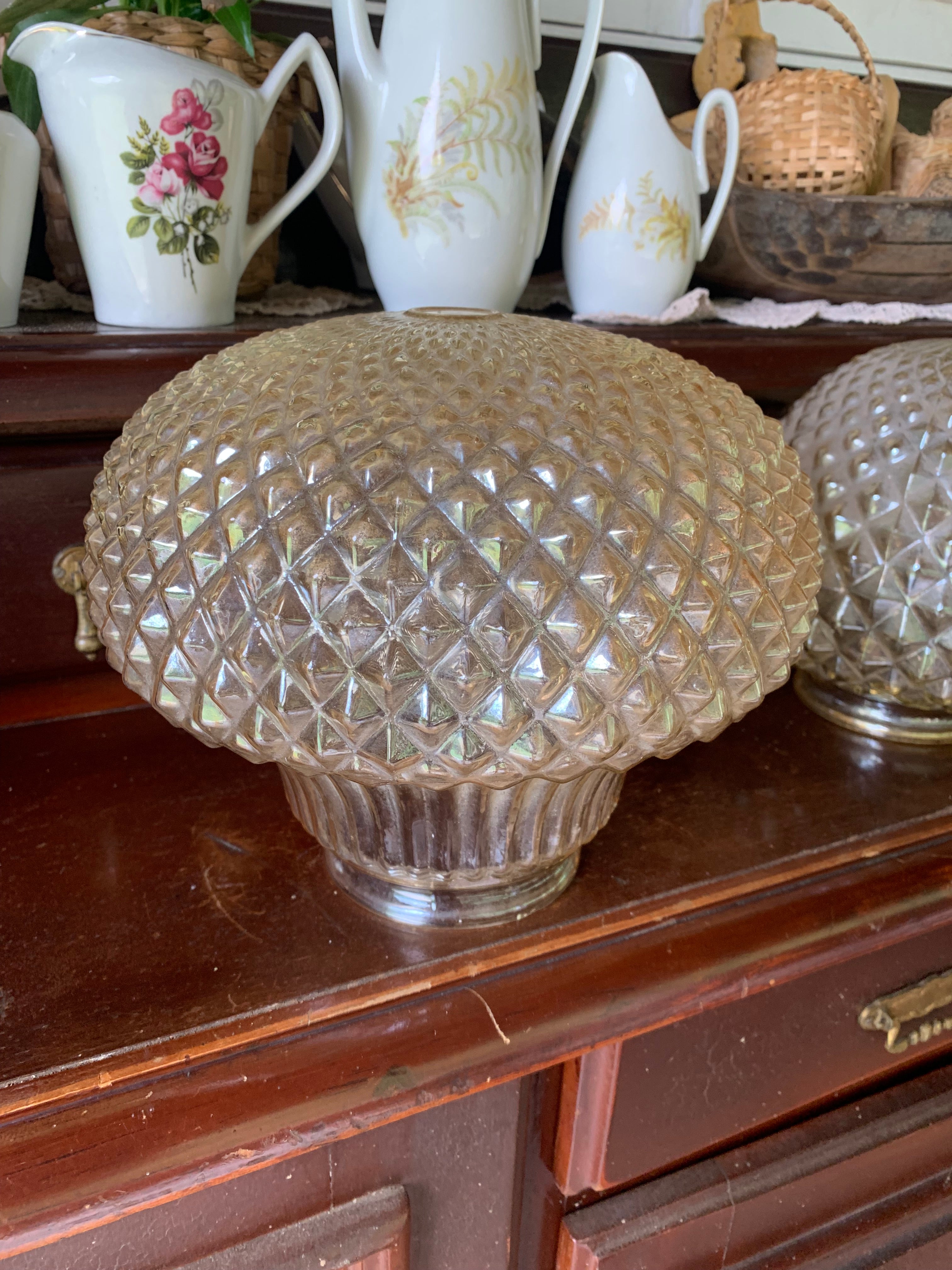 Plafon ou lustre em vidro âmbar muito antigo!