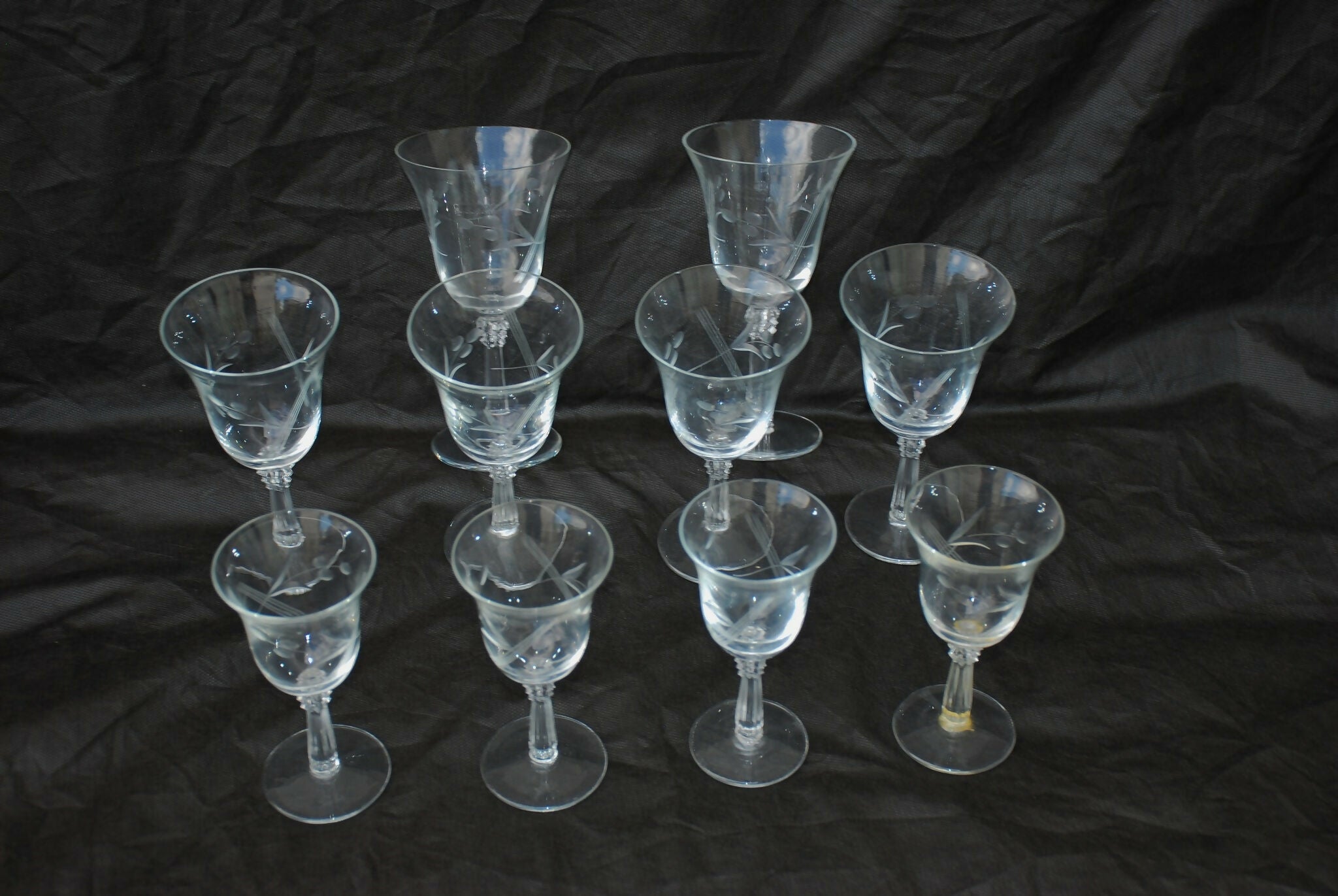 Taças diversas de cristal Fostoria "Cynthia" (1938-1965)