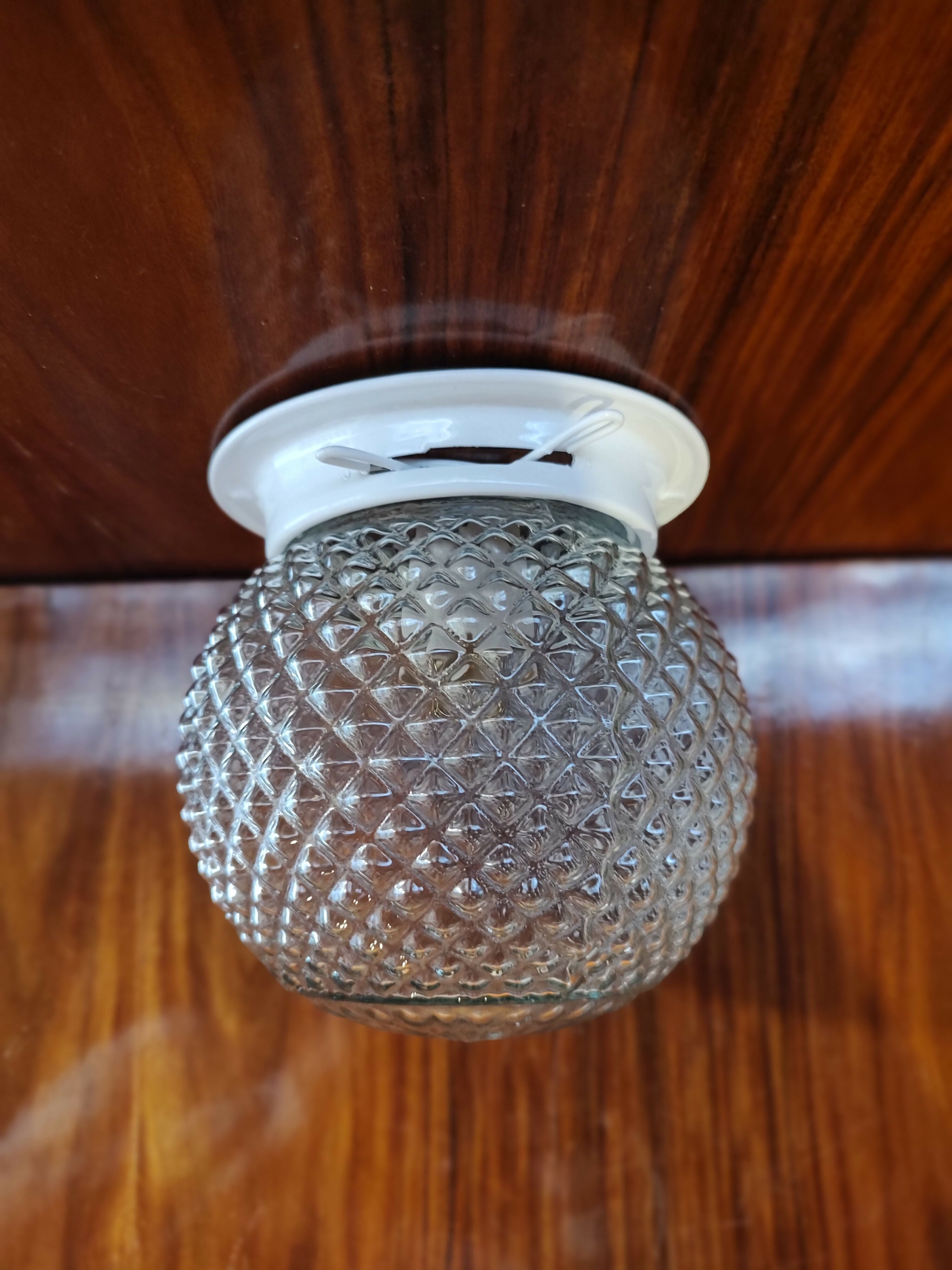 Antiga Cúpula / Lustre / Luminária Bola em vidro texturizado com bocal e plafon novos (valor unitário)