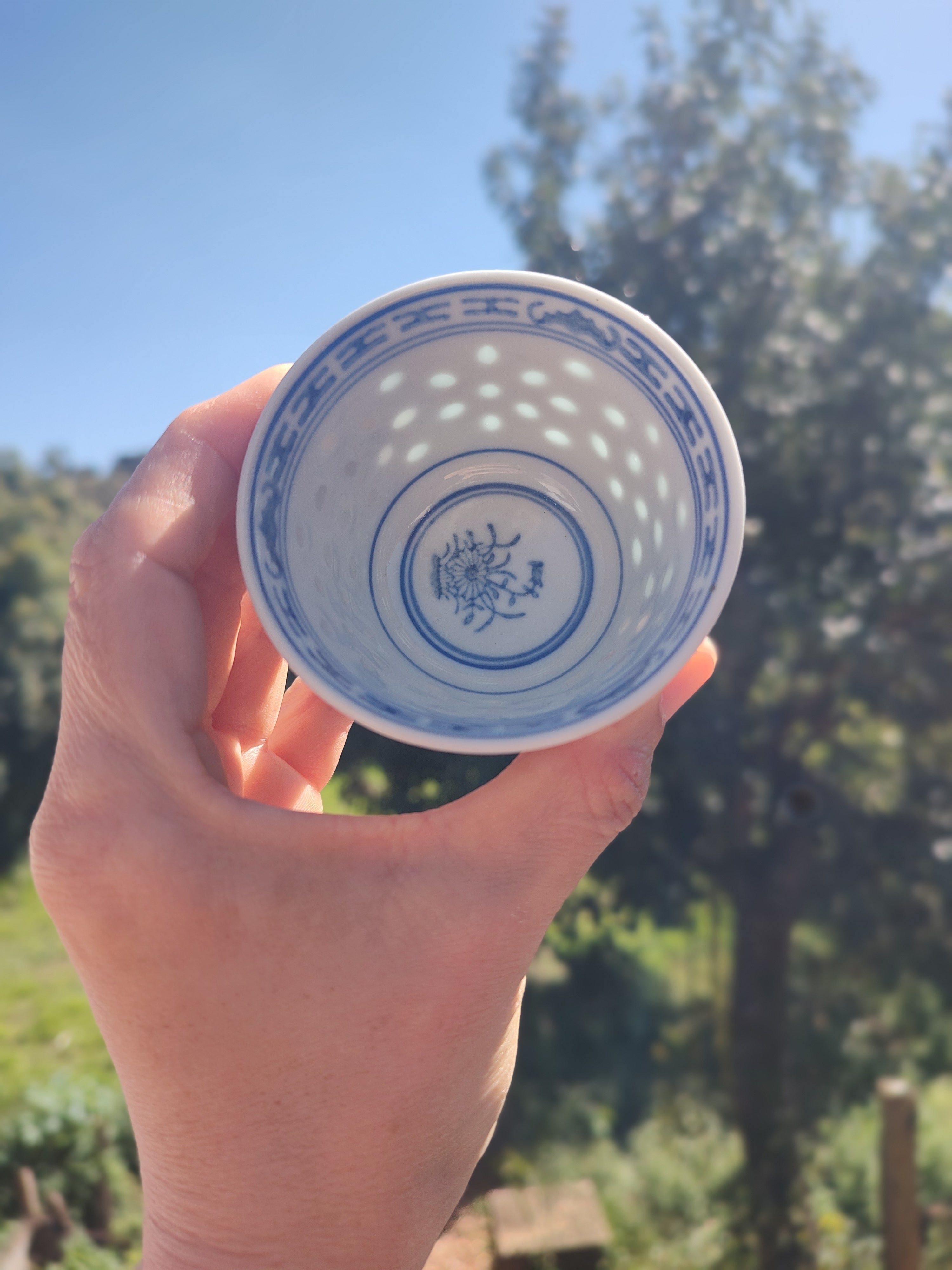 Raro Conjunto Chinês vintage para chá com padrão Grão de arroz - anos 80