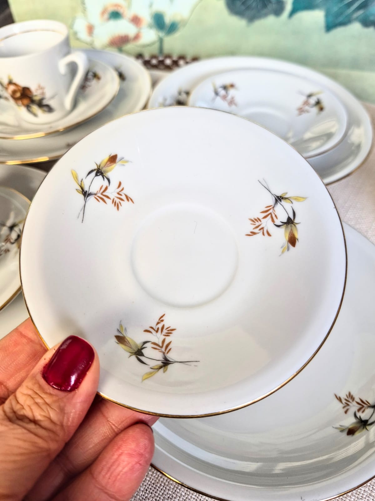 Conjunto de 6 trios para café (🫠) em porcelana vintage húngara Alfoldi. Perfeitos e lindos!