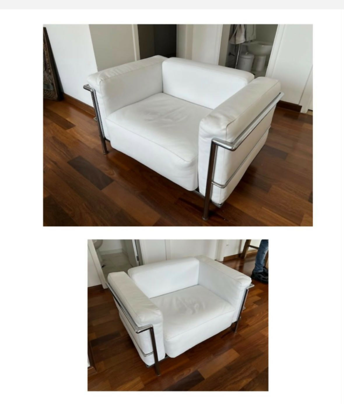 POLTRONA LC3 1928 LE CORBUSIER EM COURO BRANCO