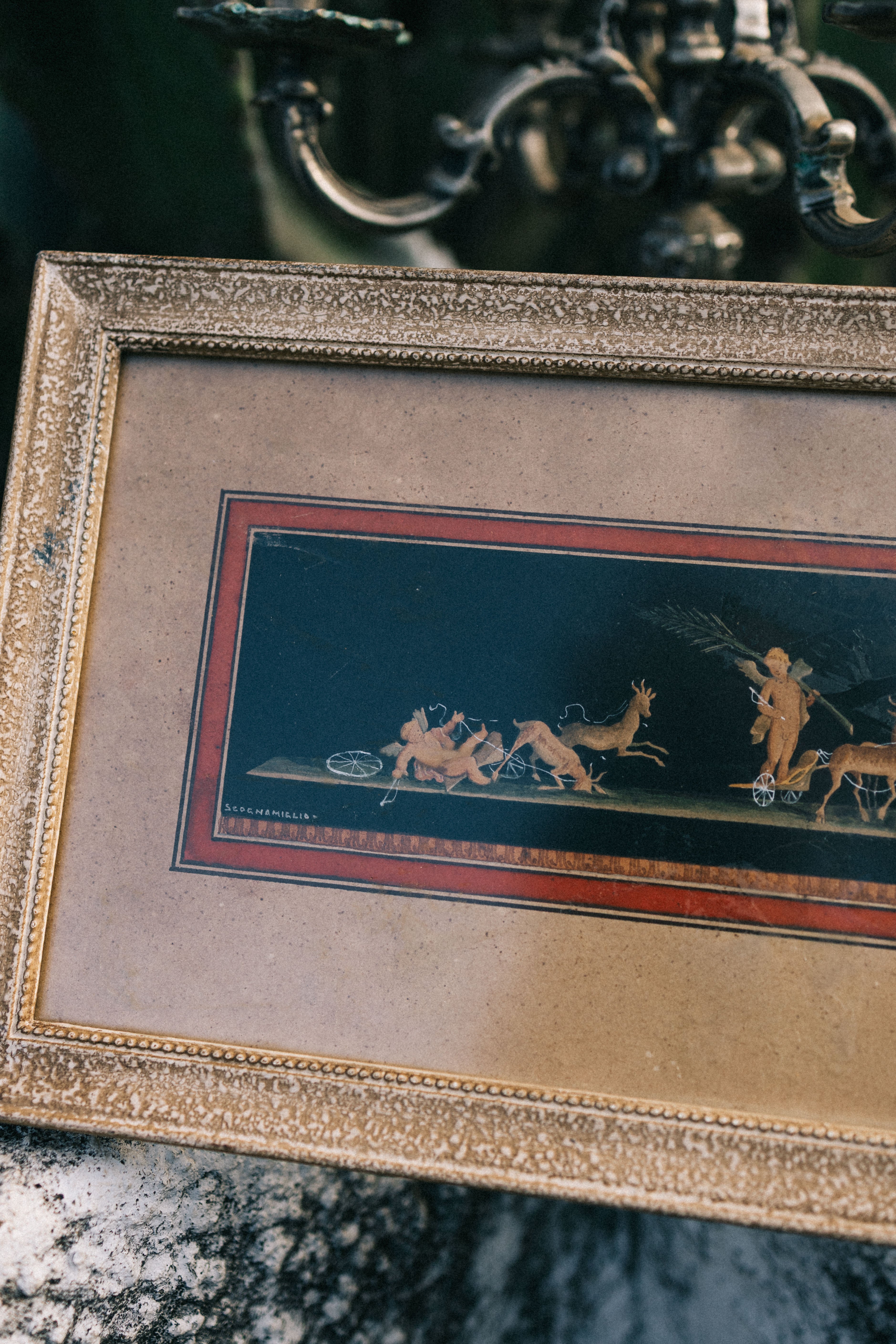Quadro Aquarela Pompeia de SCOGNAMIGLIO retratando anjos e animais 