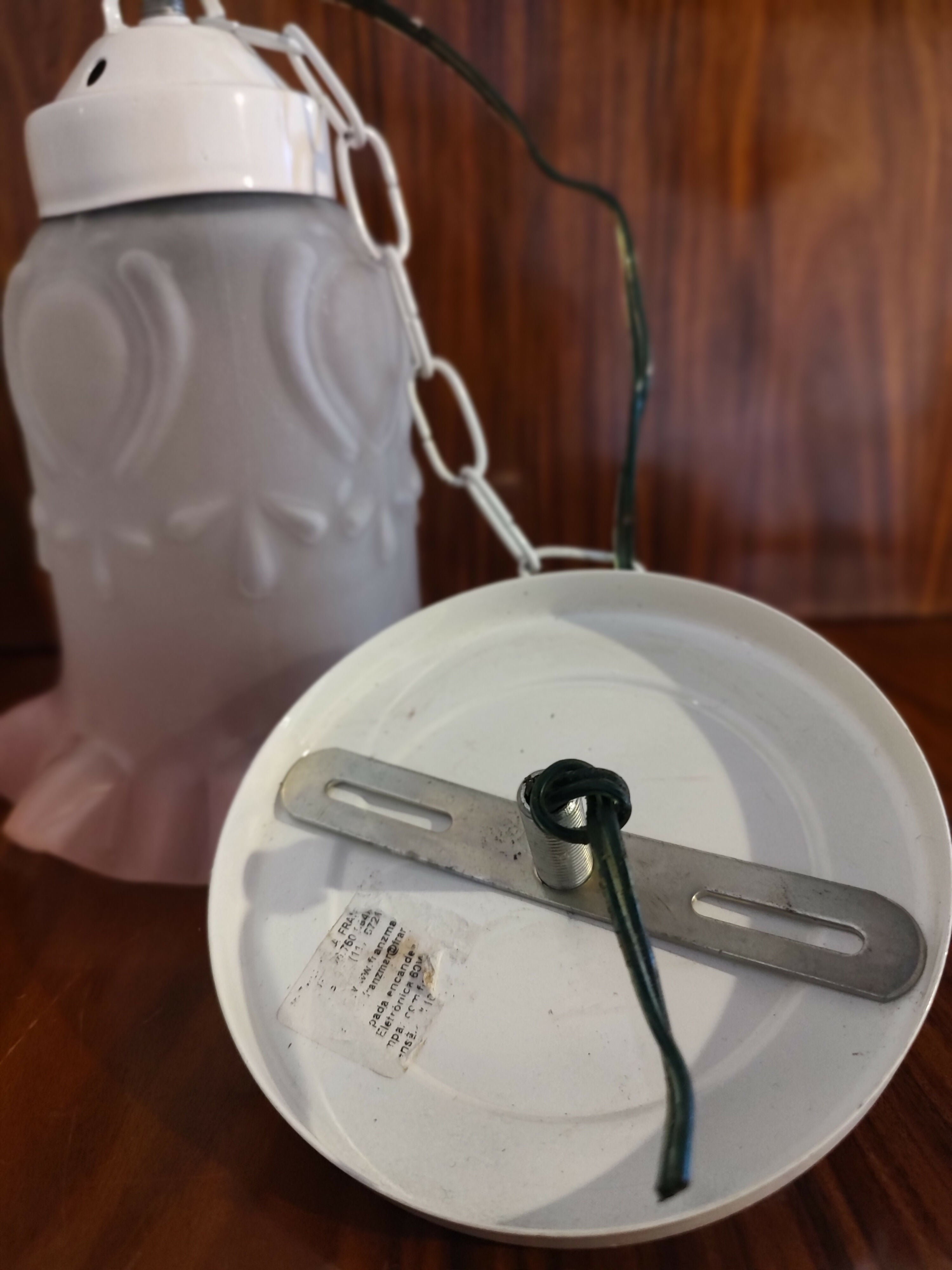 Luminária Pendente Tulipa em vidro fosco com rosa degradê