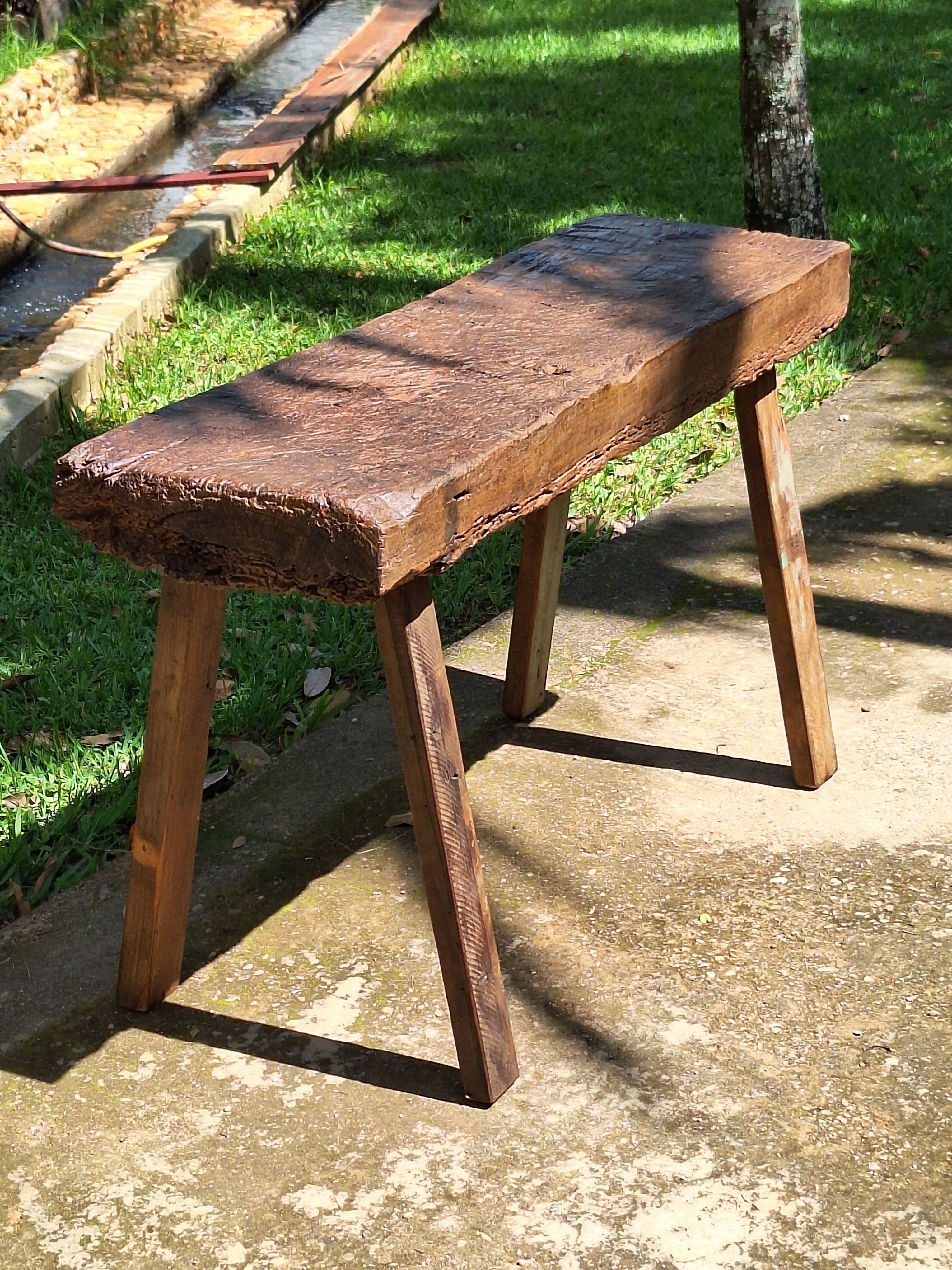 Bancada de Trabalho Antigo Madeira Maciça Garimpo Mineiro