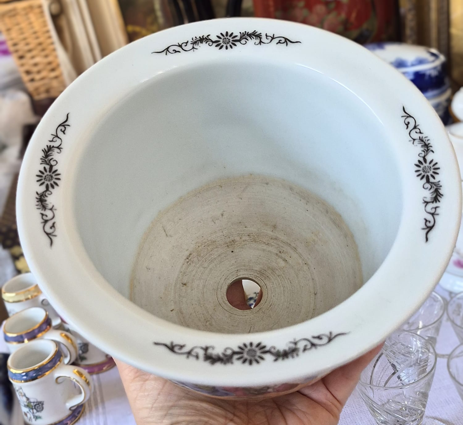 Cachepot em porcelana chinesa Família Rosa Mandarim, anos 40/50, perfeito estado.