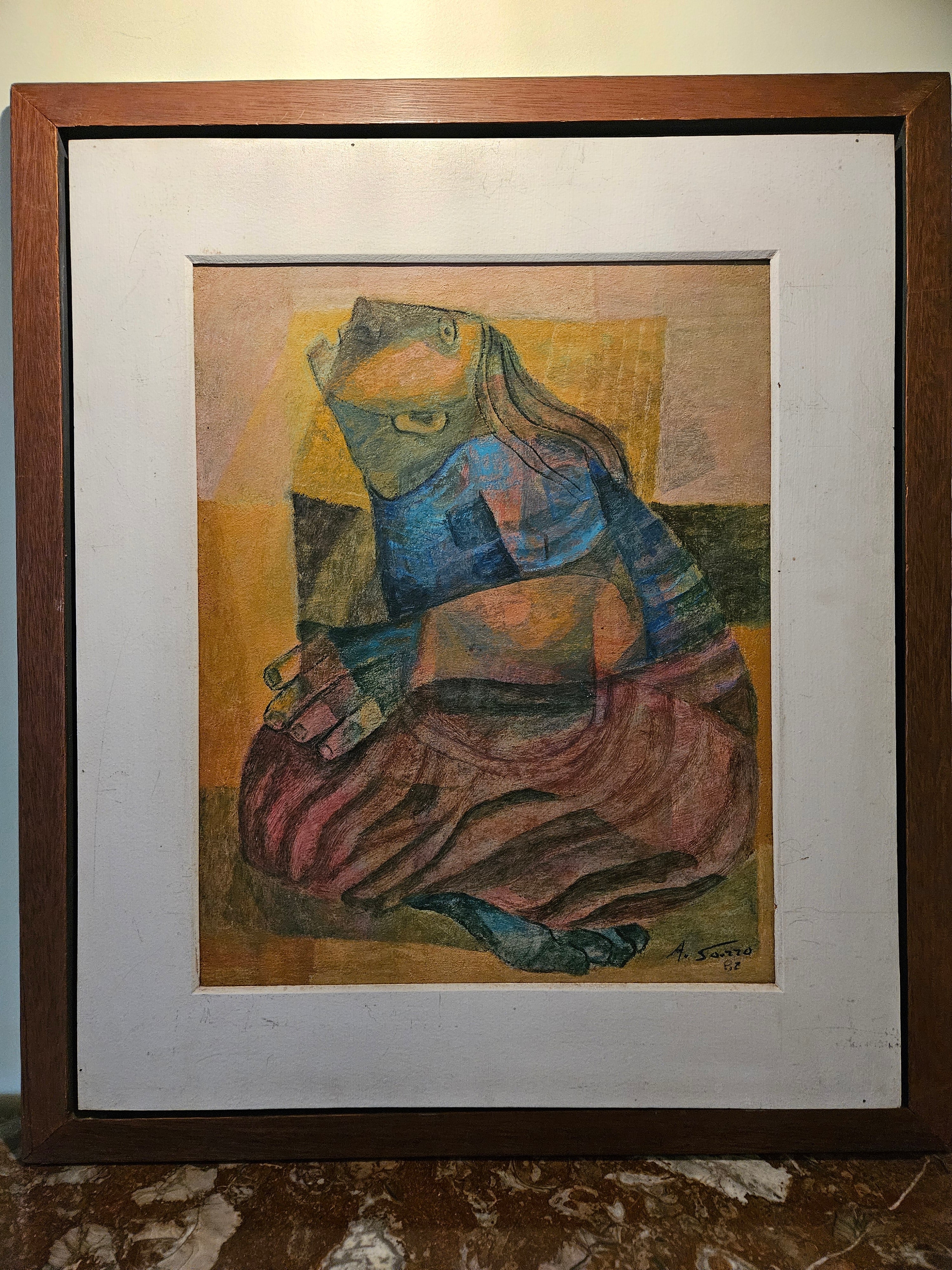 Quadro Pintura Adélio Sarro - Ano 1982 (Giz Pastel)