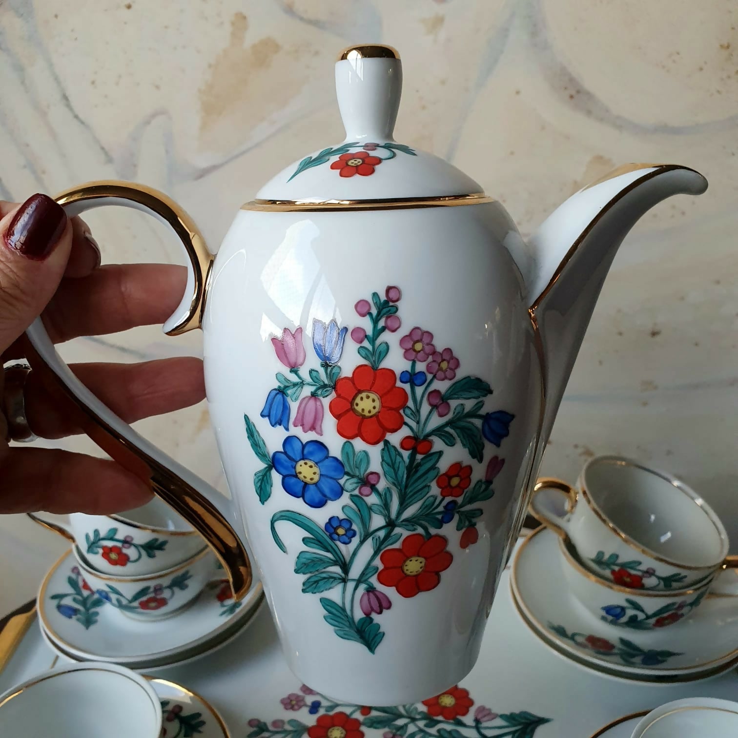 Conjunto de café completo em porcelana vintage Blumenau
