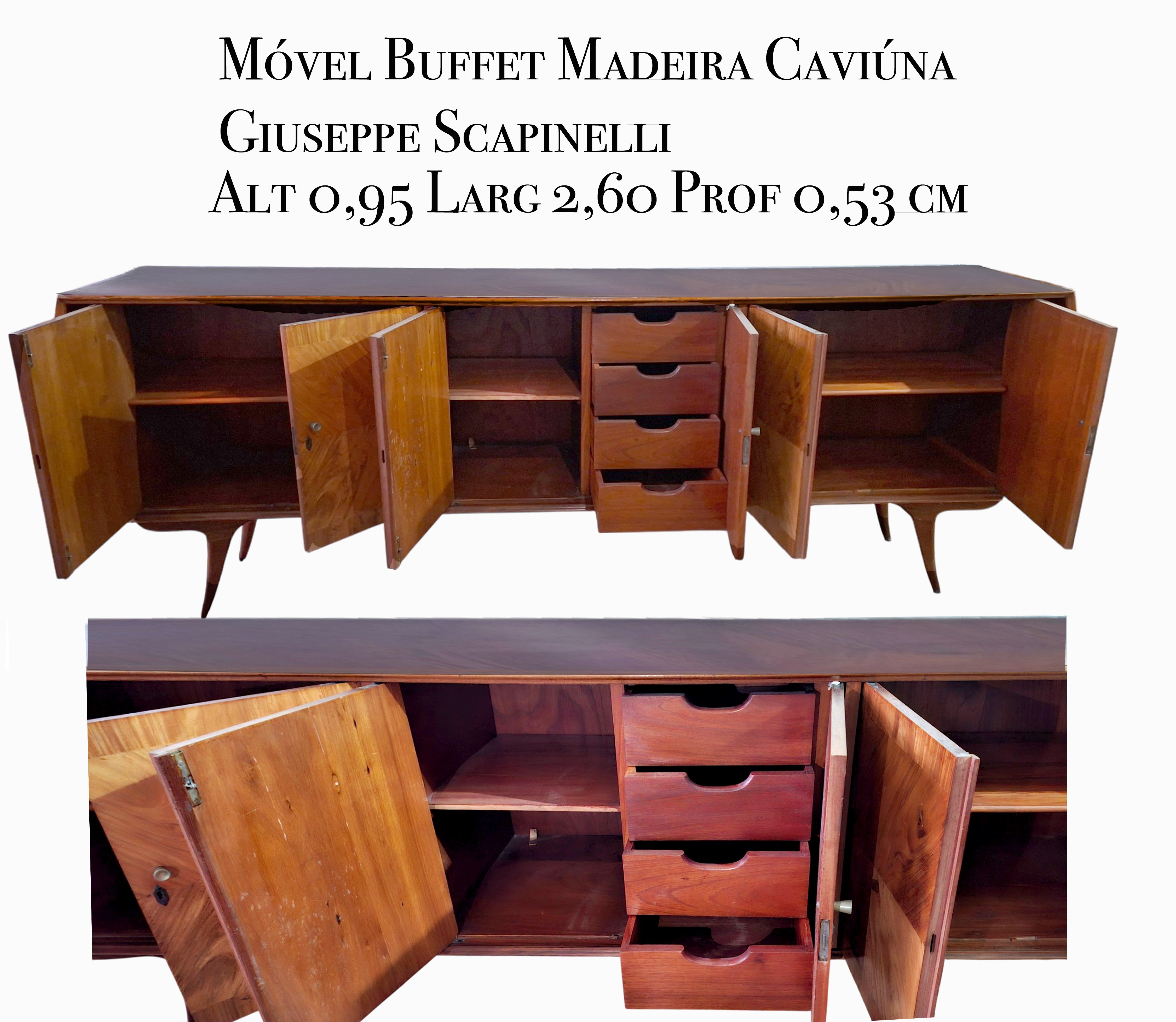 Buffet Vintage em Madeira Caviúna – Giuseppe Scapinelli – Anos 50/60