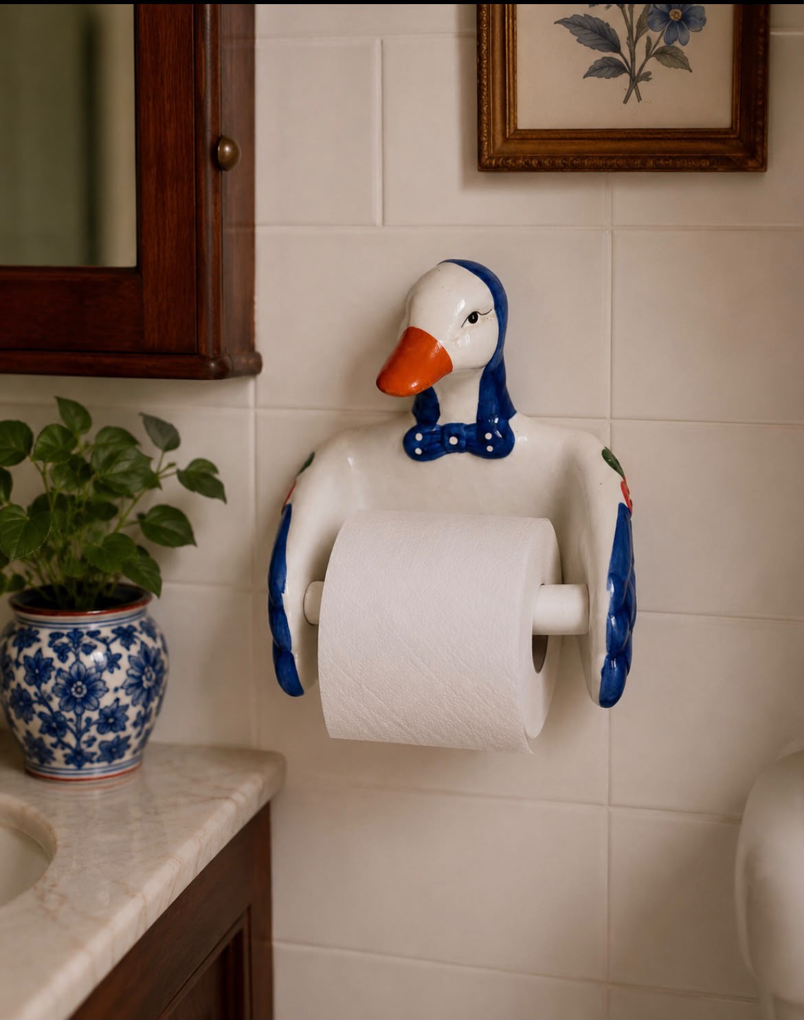 Porta-Papel Higiênico Retrô em Formato de Pato - Origem Francesa