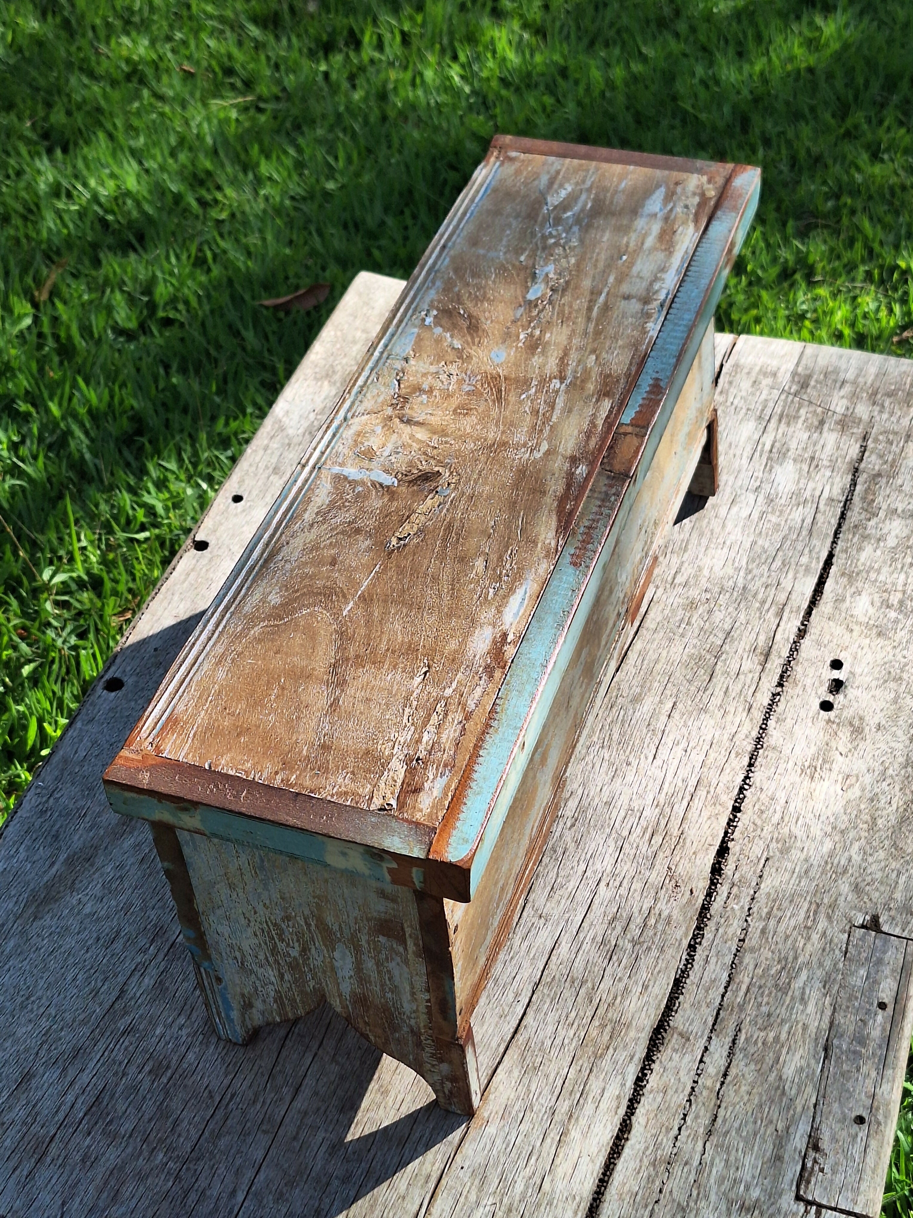 Baú Rústico Tinta Gasta Madeira Maciça Garimpo Mineiro