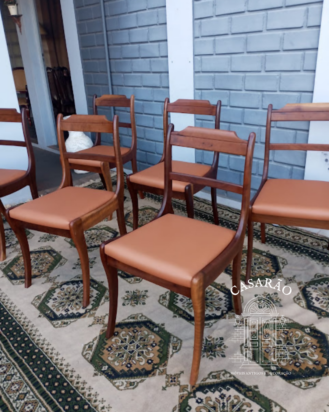 Jogo de 6 cadeiras inglesas madeira imbuia