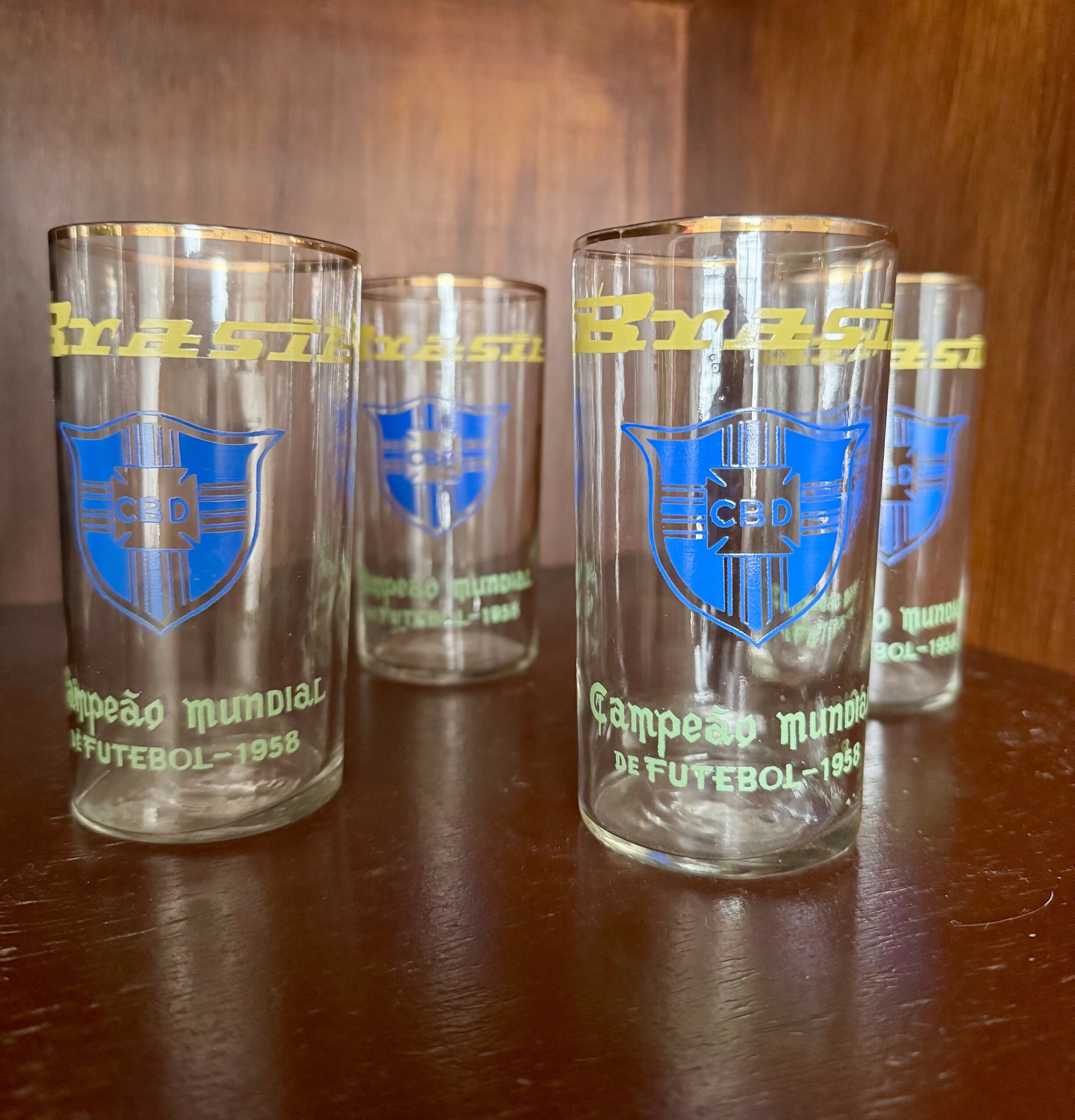 Memorabília - Relíquia - Conjunto Copos Copa do mundo 1958 Brasil Campeão
