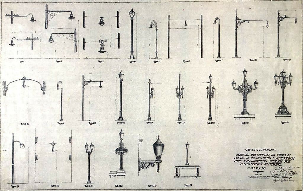 Luminária pendente década de 30 das ruas de São Paulo