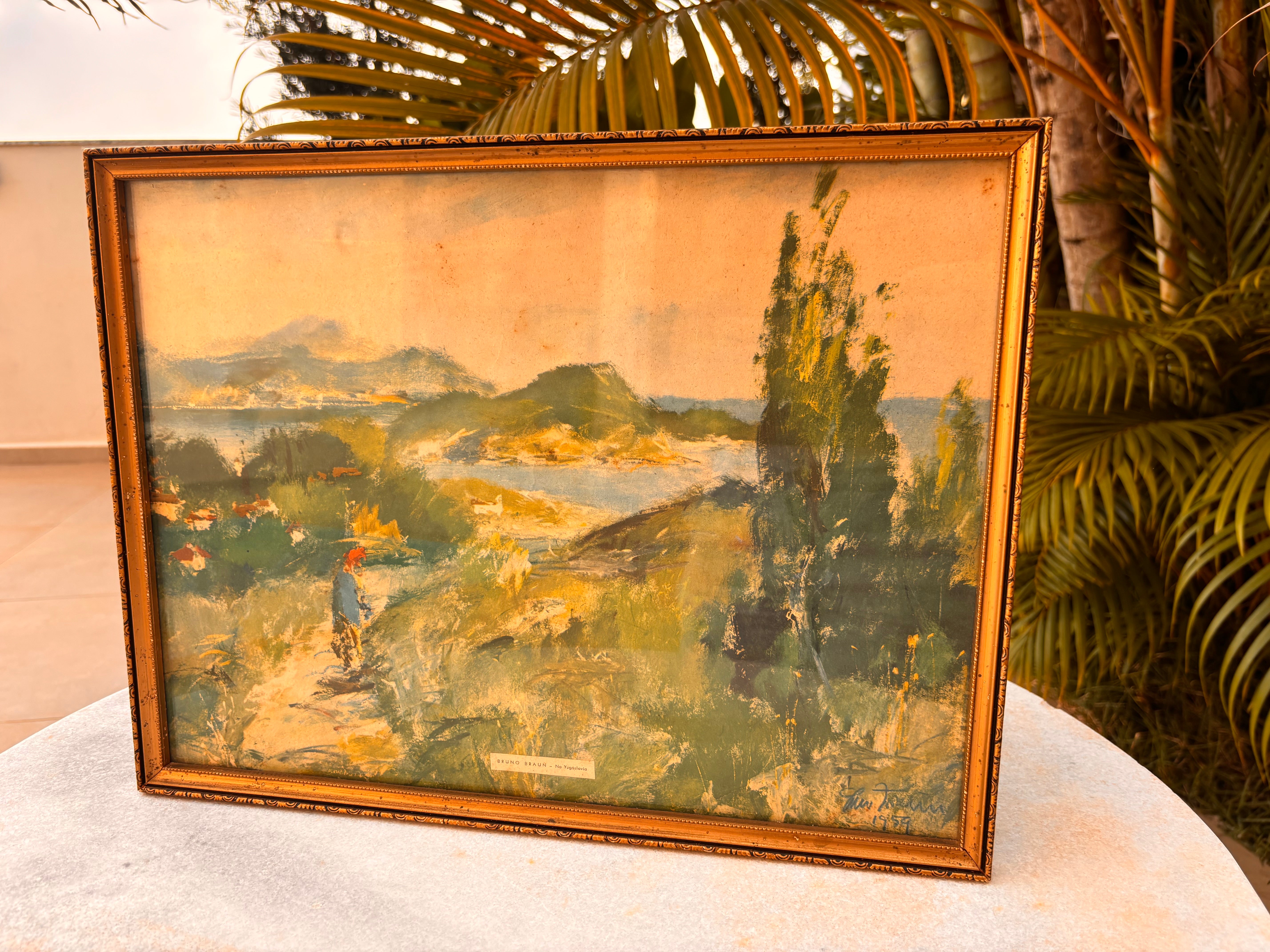 Quadro Antigo Óleo Sobre Placa - Bruno Braun (1959) - Na Yugoslávia