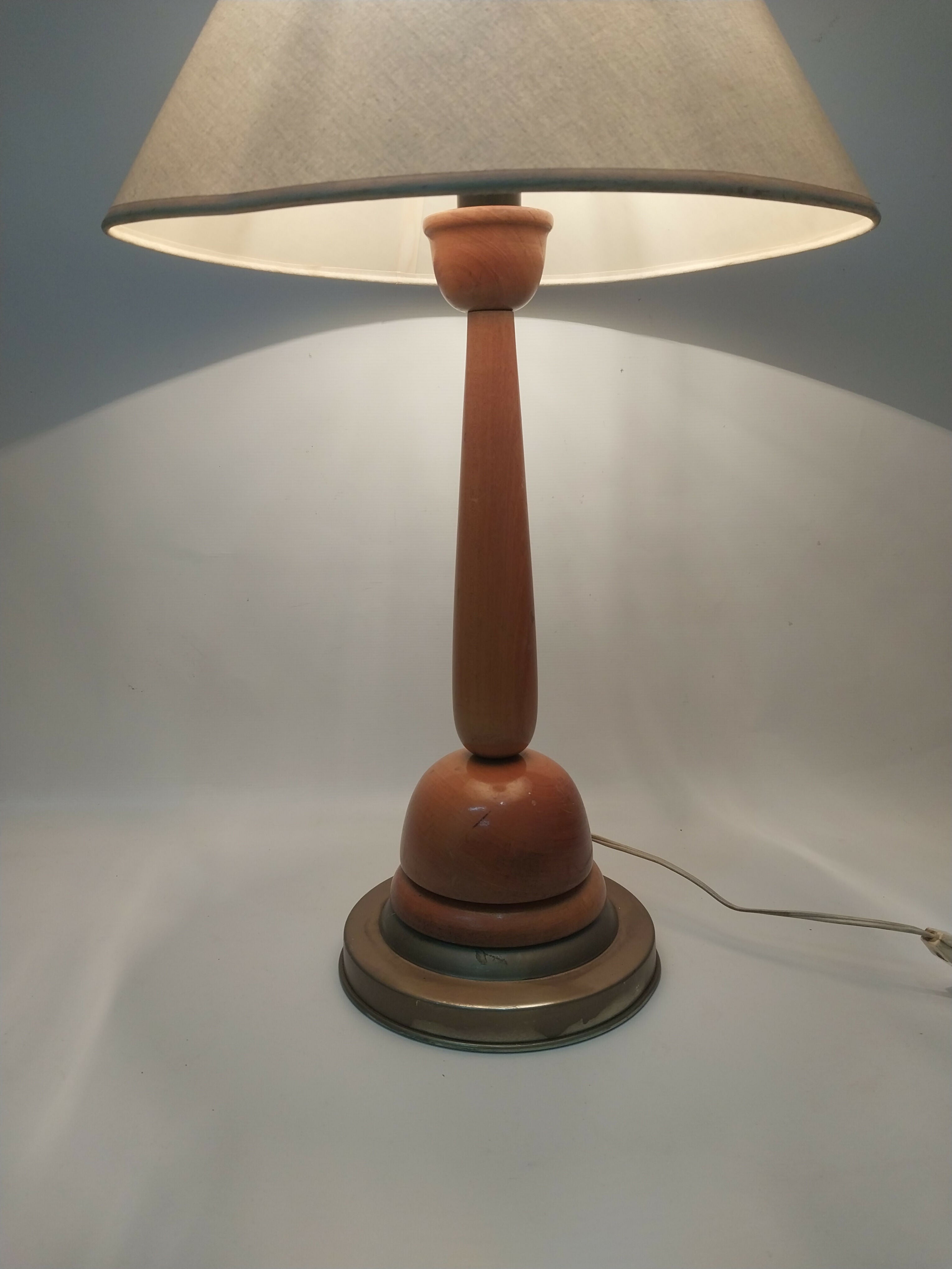 Abajur Antigo em Madeira Torneada