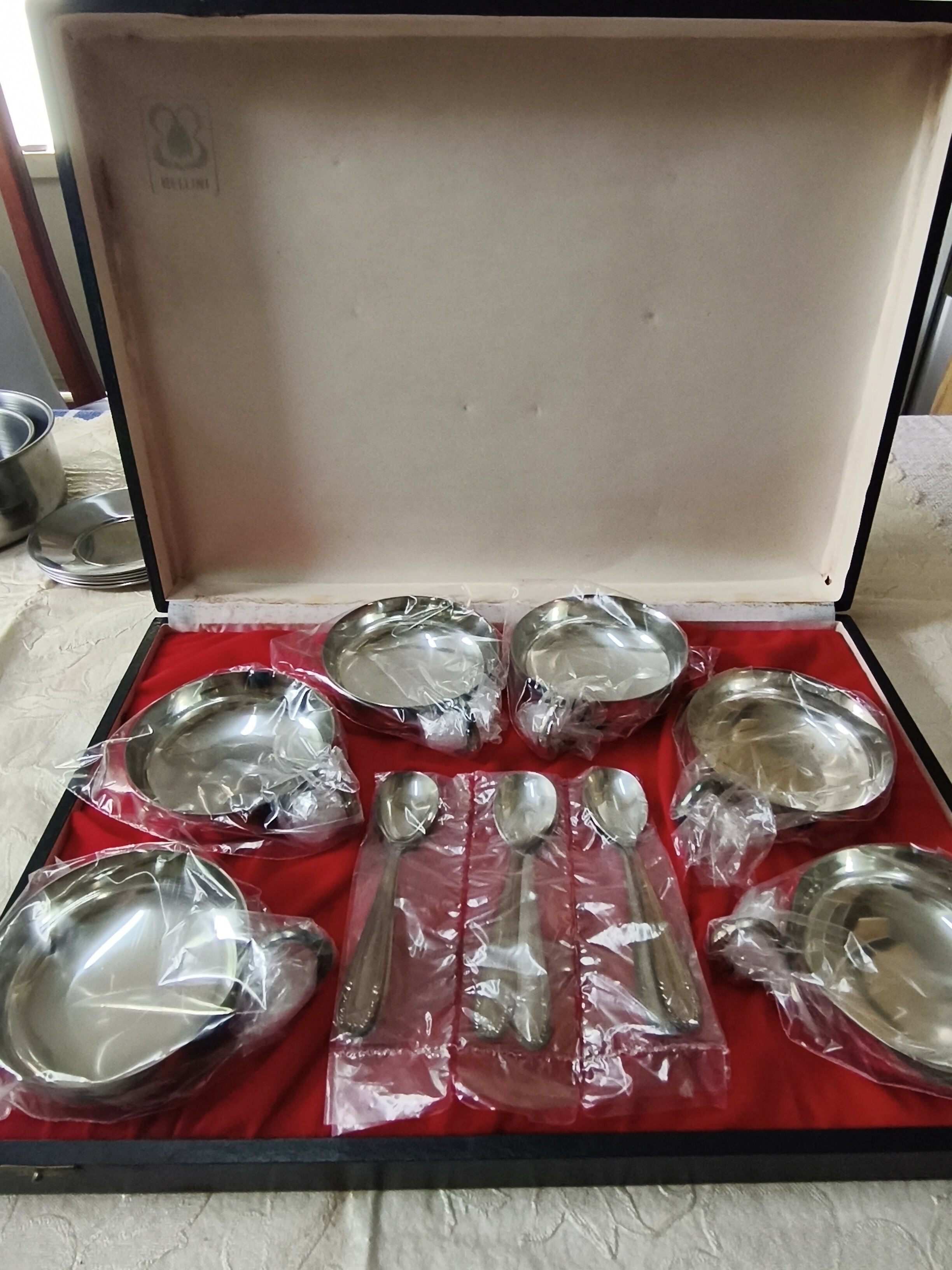 Jogo de sobremesa em prata Bellini (12 peças, com caixa original)