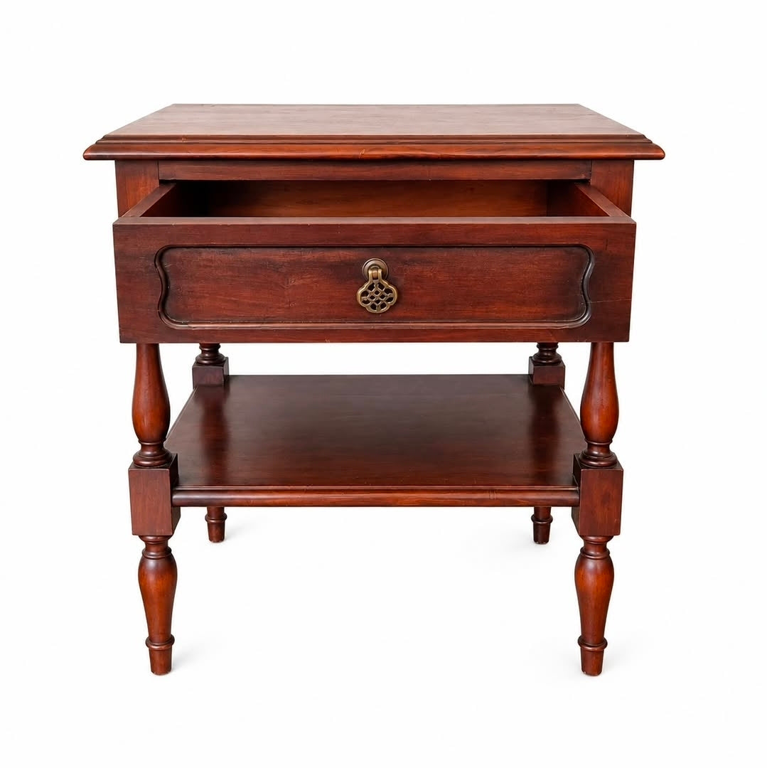 MESA DE CABECEIRA EM MADEIRA MACIÇA COM GAVETA 