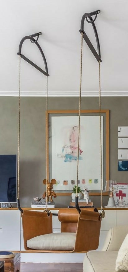 Poltrona balanço de couro designer Decarvalho atelier