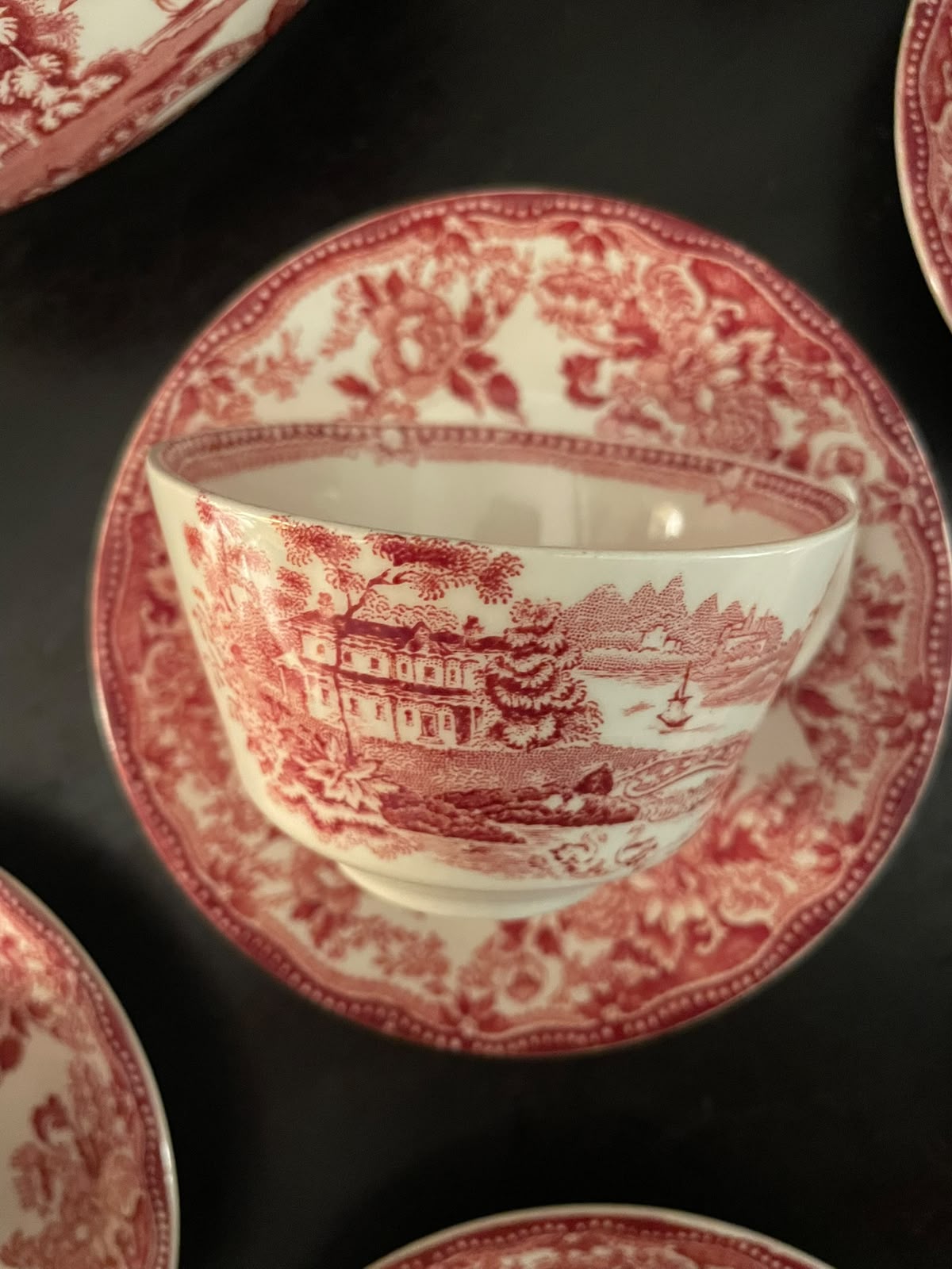 Conjunto de chá Alfred Meakin em vermelho 