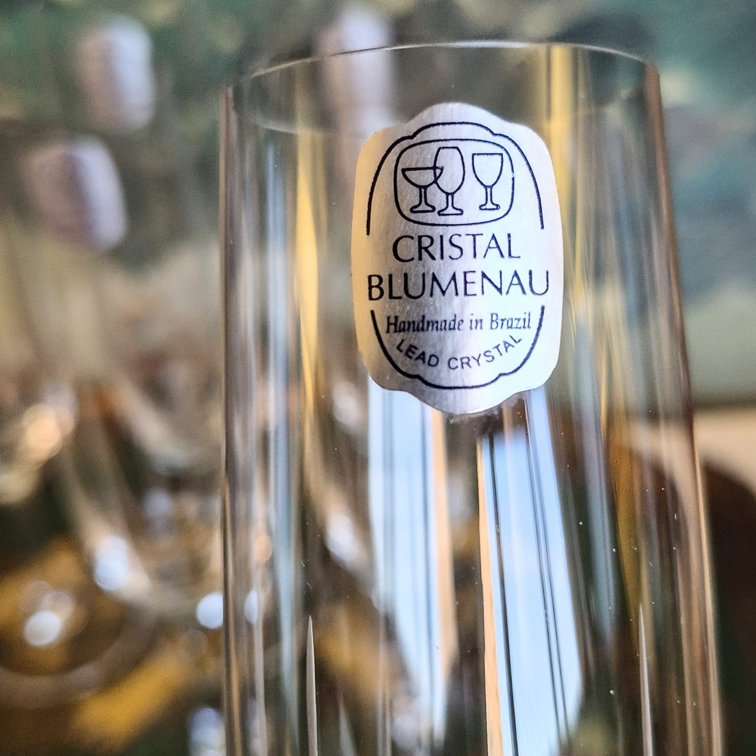  Conjunto de 6 taças flute espumante em cristal vintage de chumbo Blumenau.