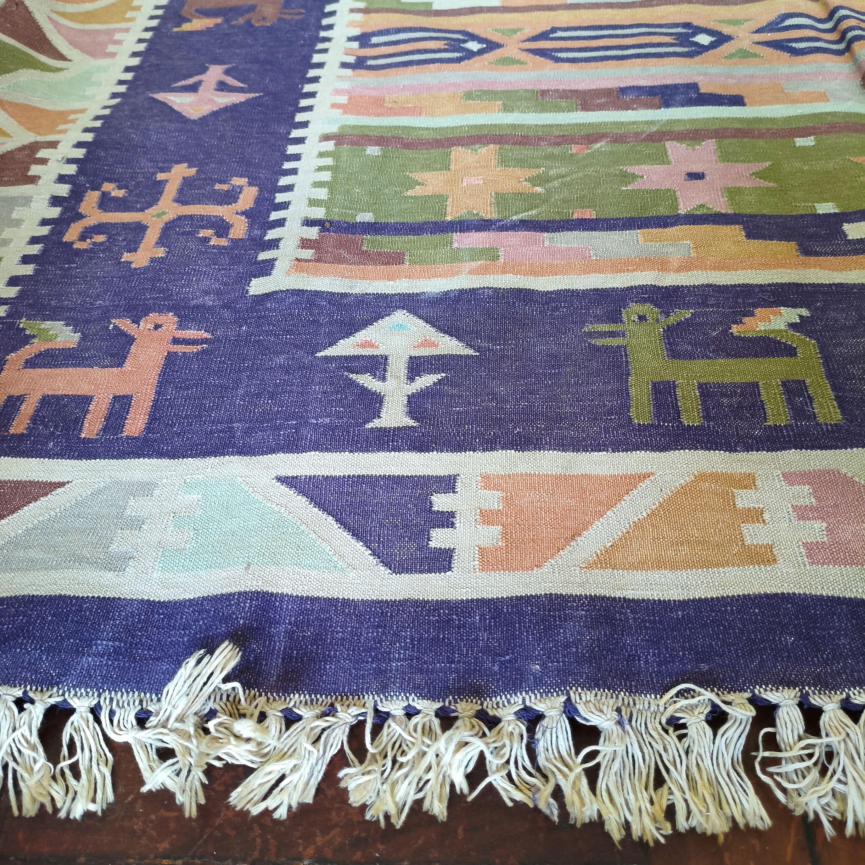 Tapete Kilim indiano grande - anos 80
