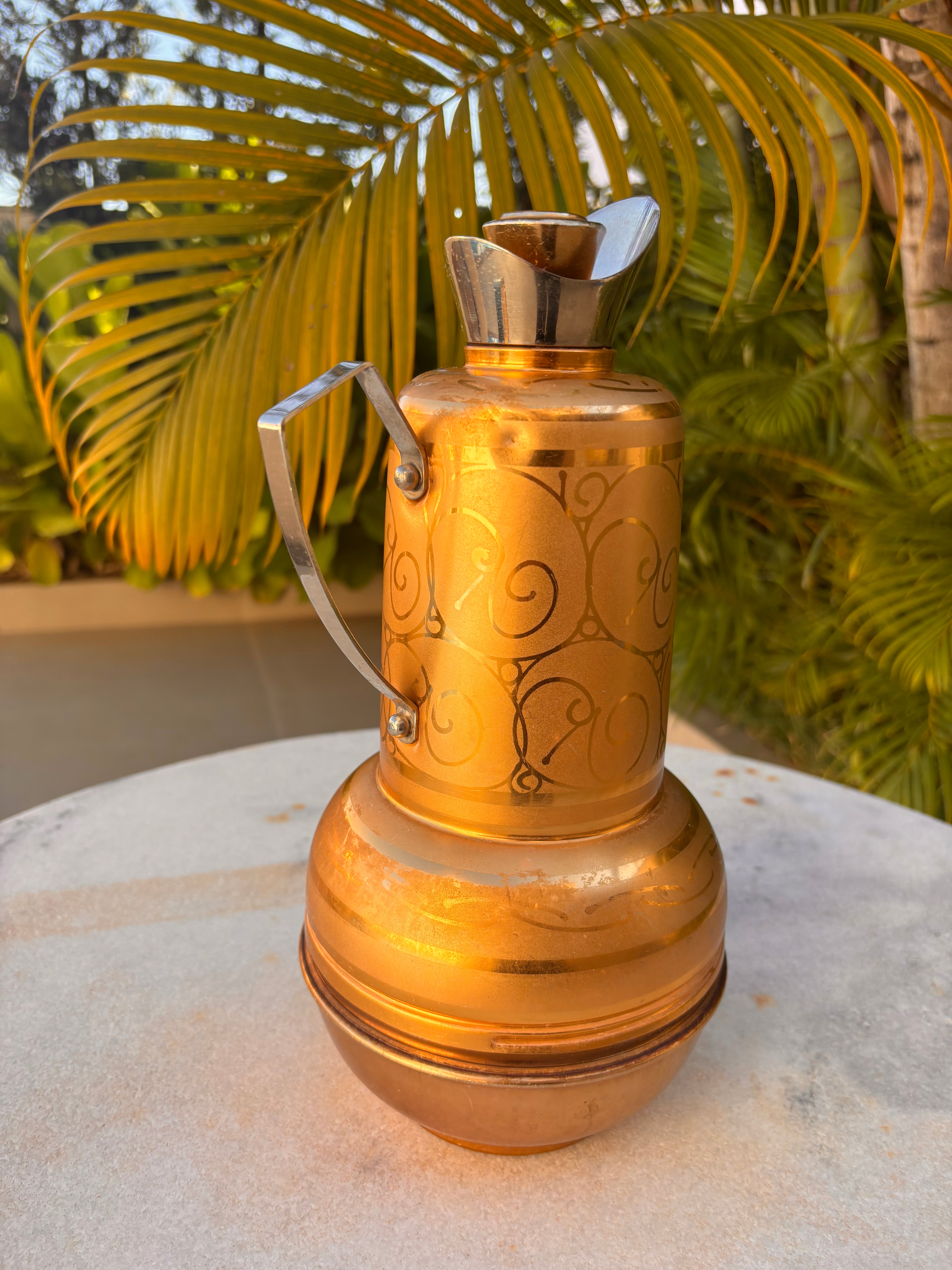 Rara Garrafa Térmica Antiga Líder Anos 60 Dourada Vintage Decoração