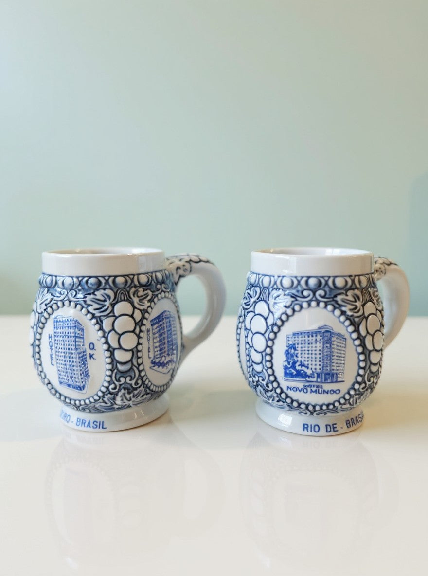 Canecas Mini Vintage - Hotéis Históricos do Rio de Janeiro  - Lote o Par